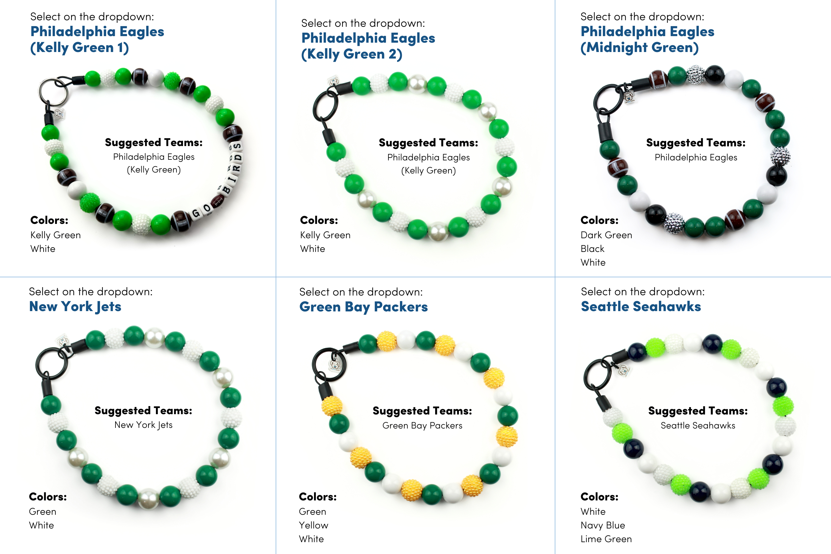 NFL Football Team Bead Dog Collars