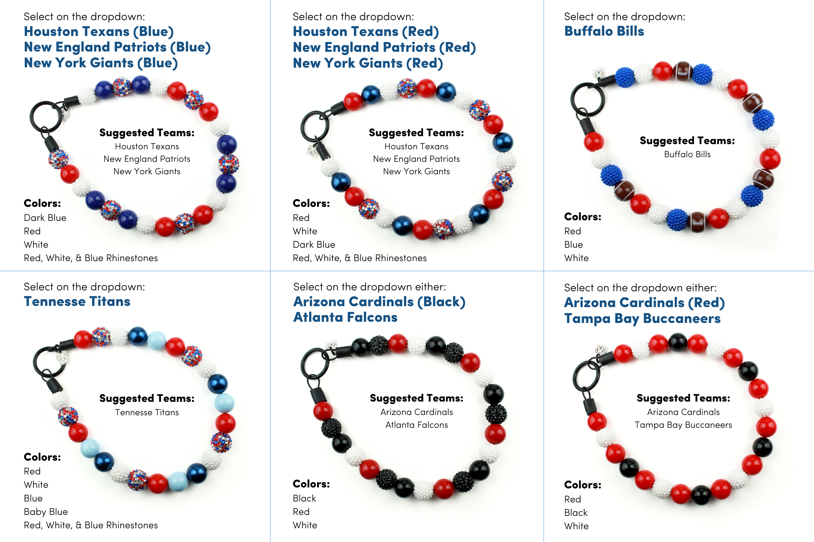 NFL Football Team Bead Dog Collars
