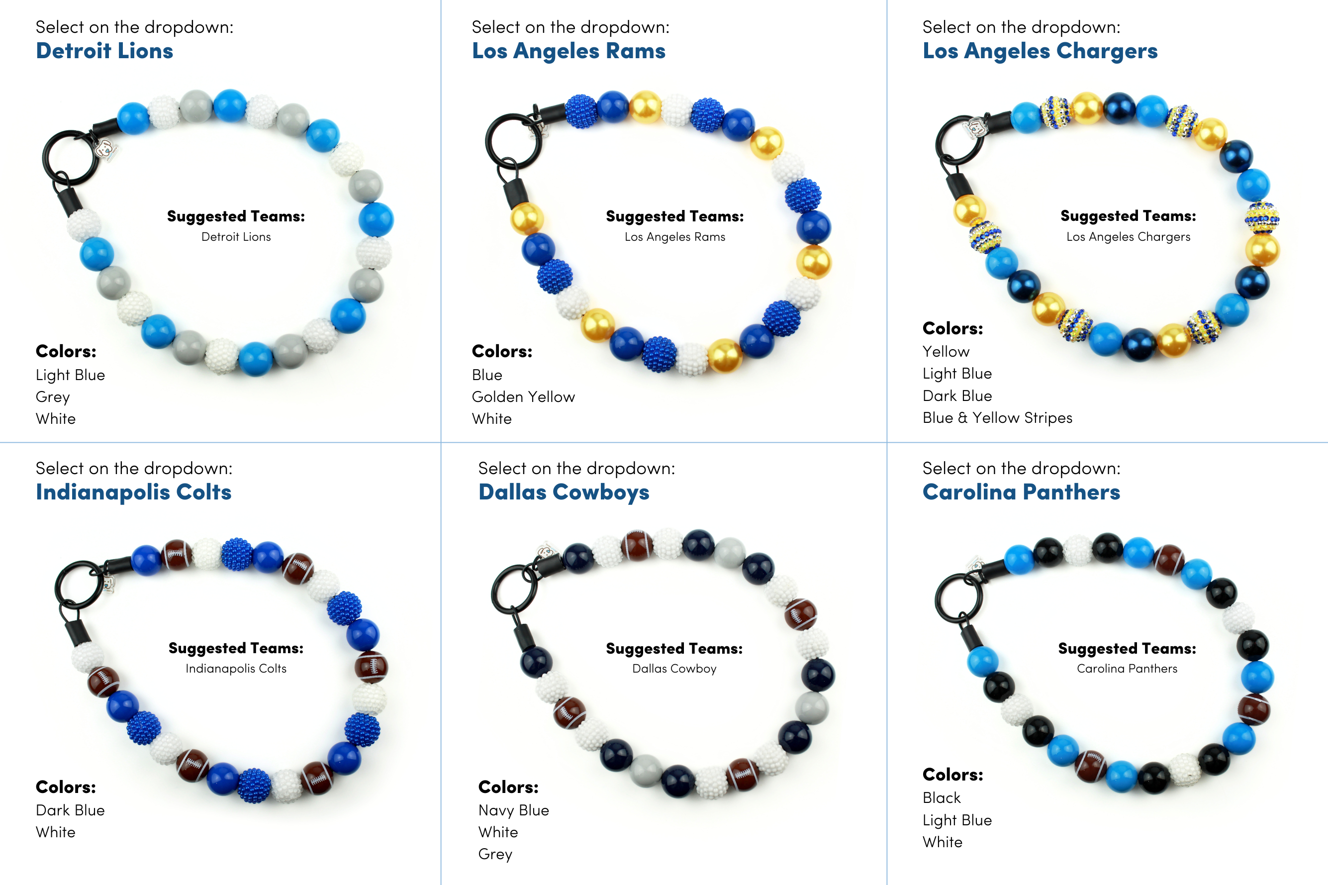 NFL Football Team Bead Dog Collars