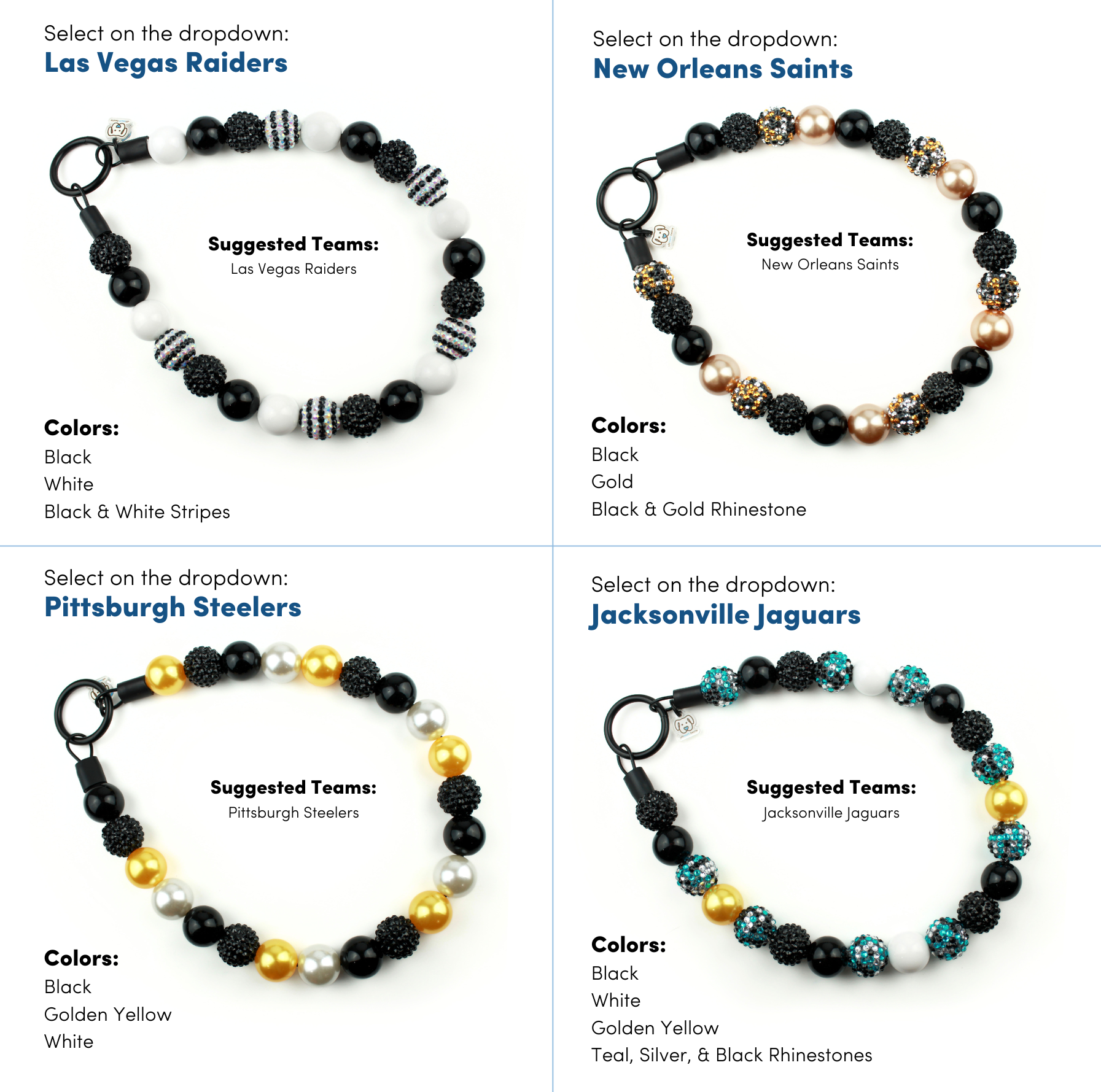 NFL Football Team Bead Dog Collars