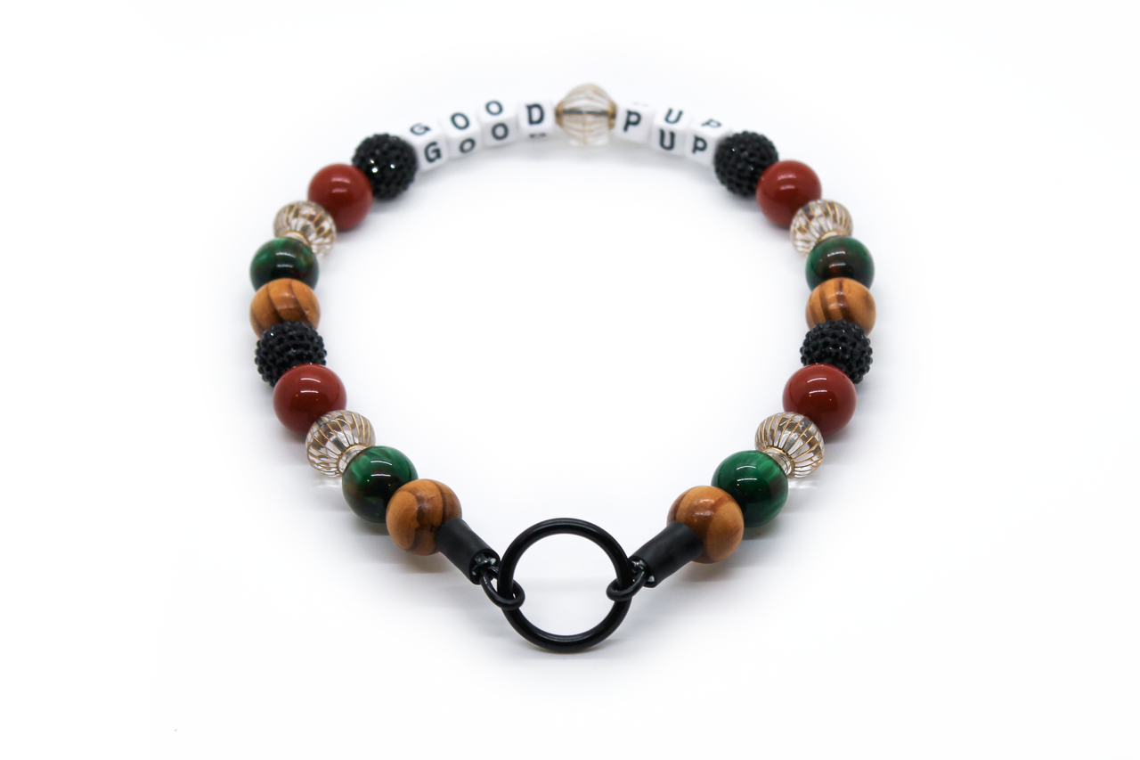 Vintage Dog Wood Large Bead Dog Collar