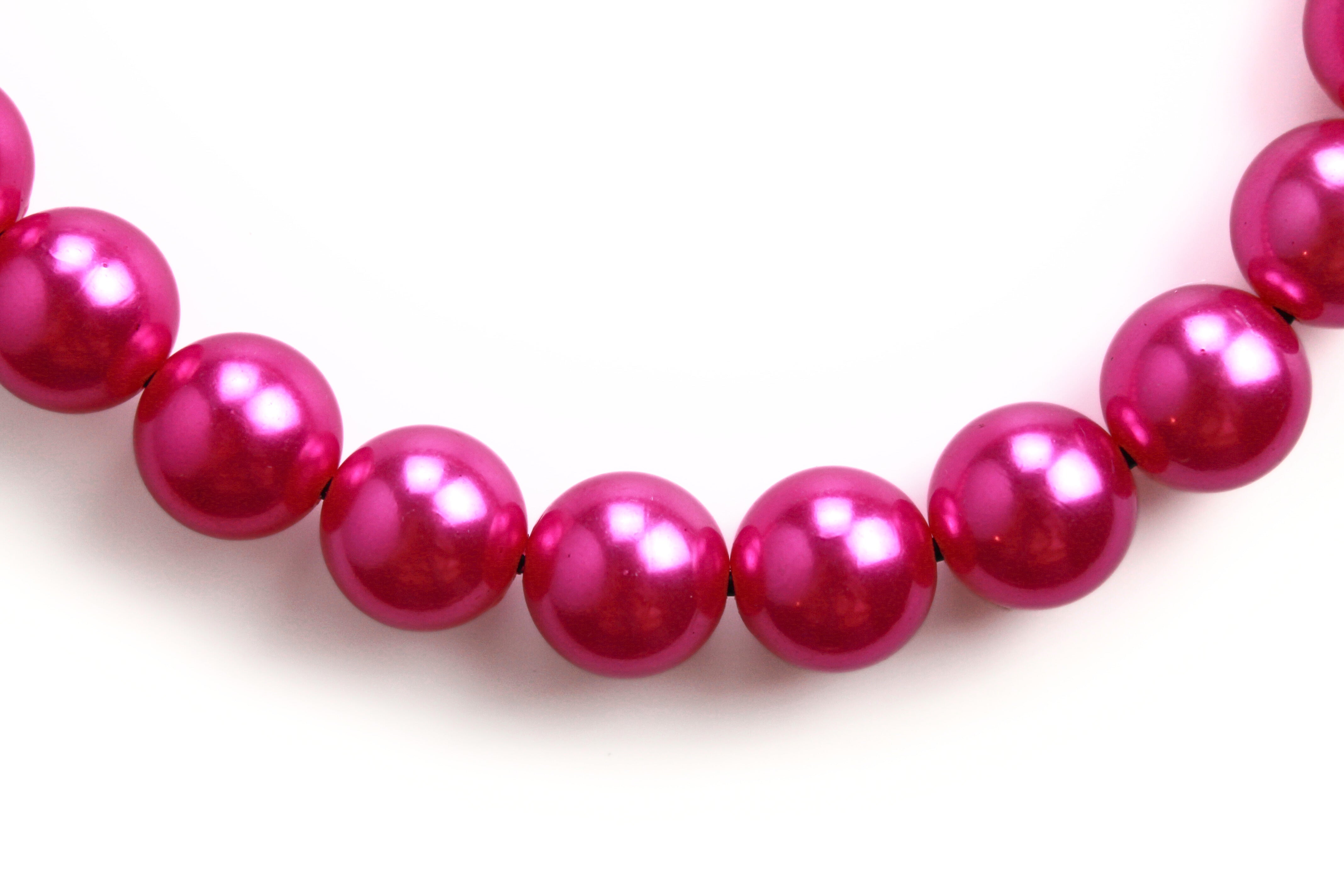 Electric Pink Pearl Bead Collar