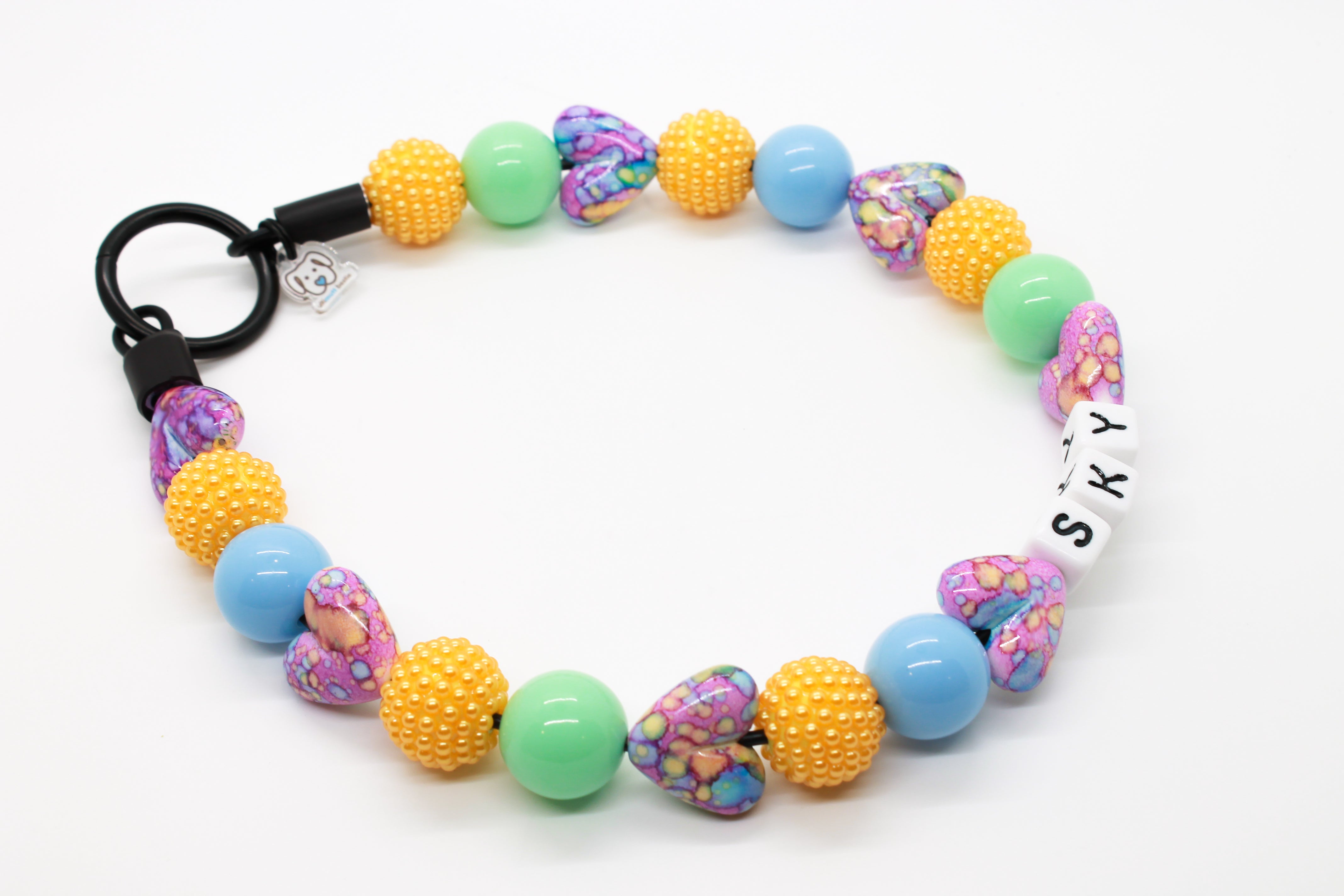 Tie-Dye Love Large Bead Dog Collar