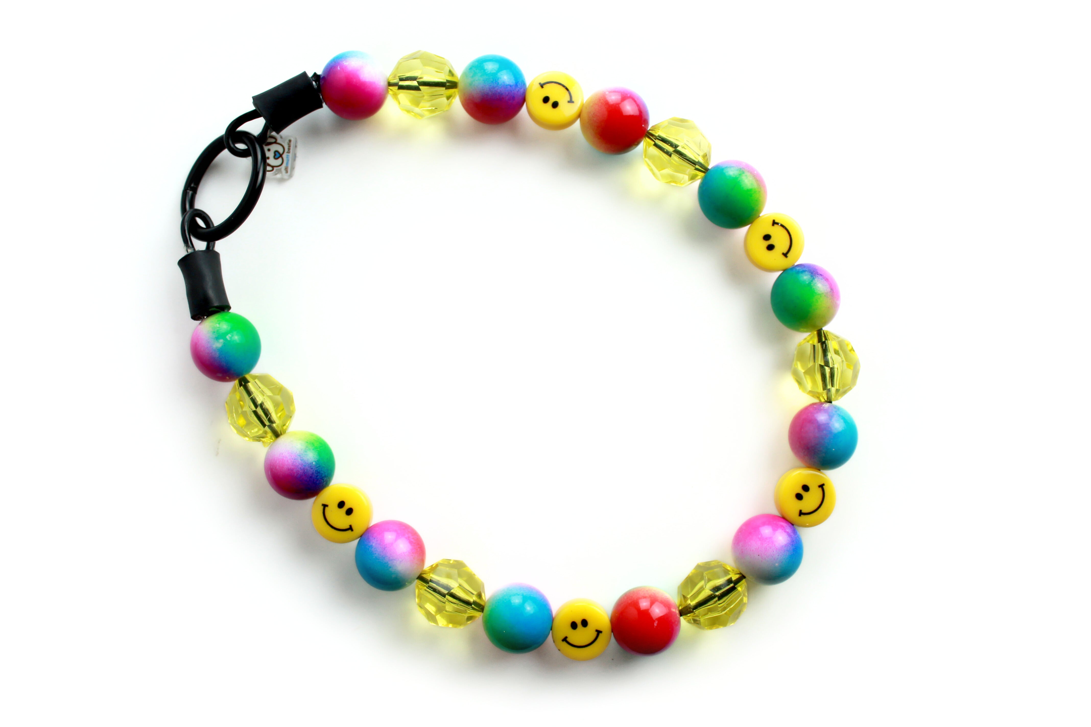 Groovy Smiley Face Bead Dog Collar