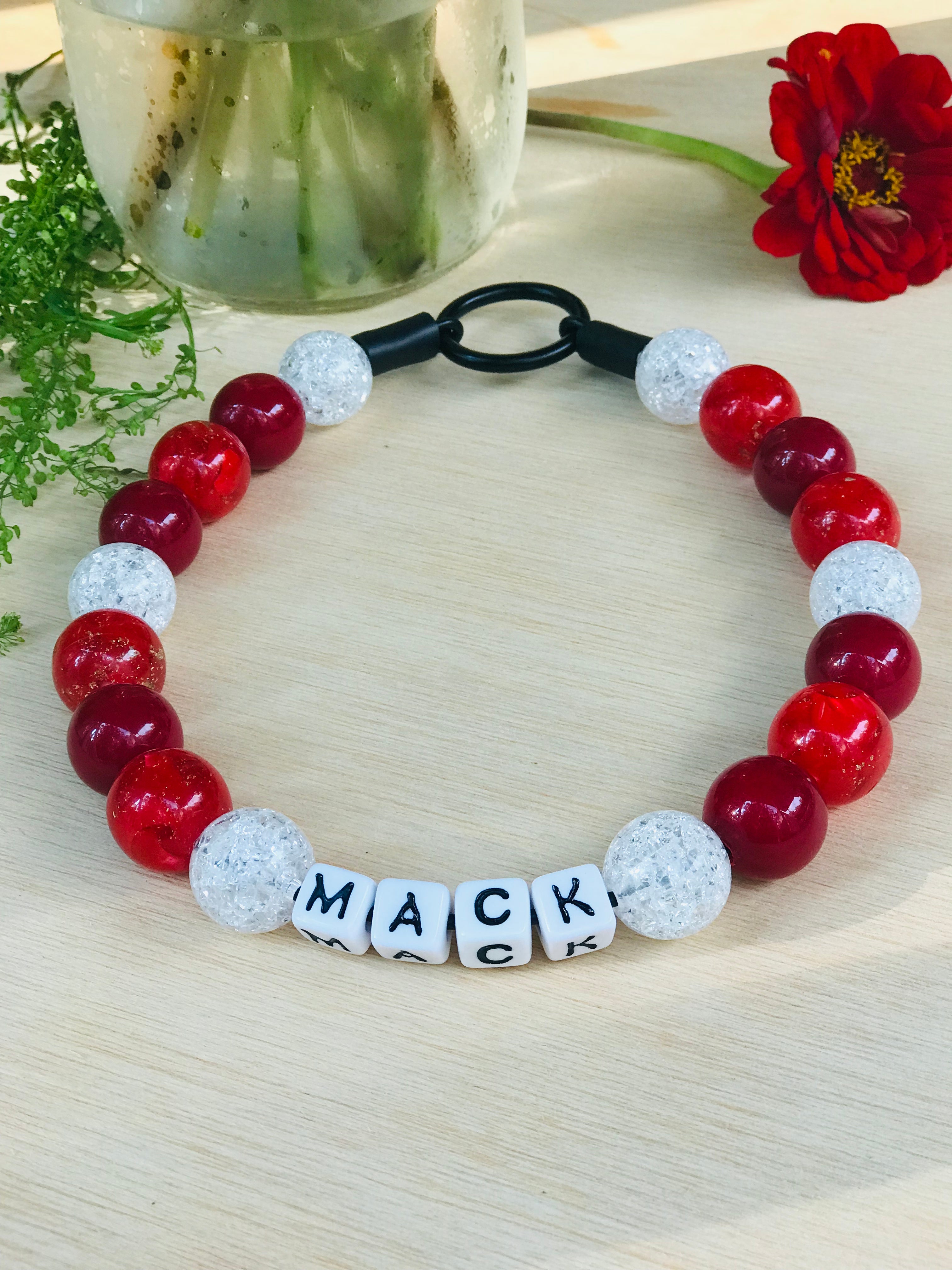 Red Candy Apple Large Bead Dog Collar