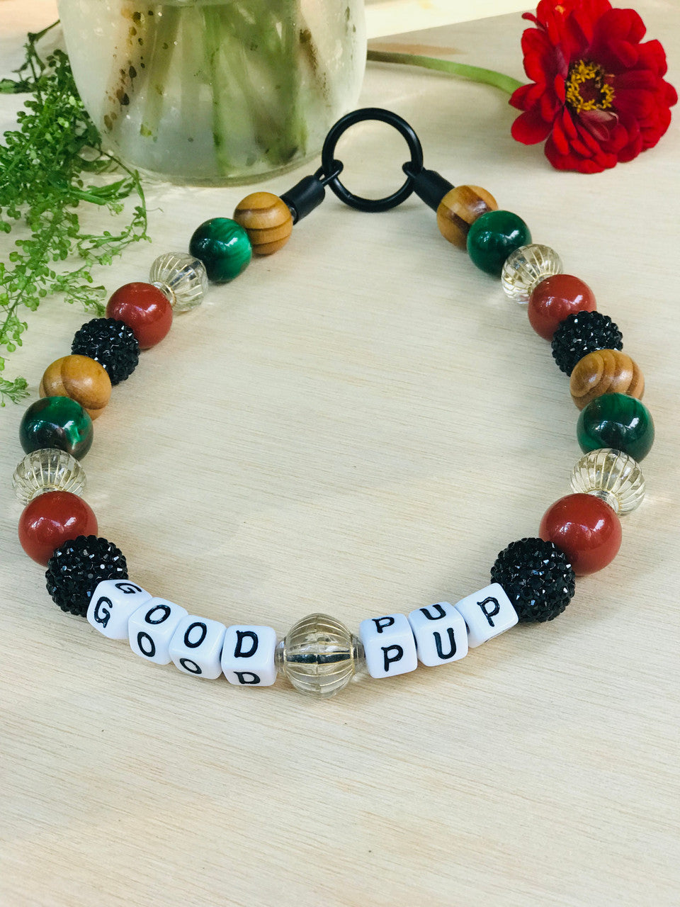 Vintage Dog Wood Large Bead Dog Collar