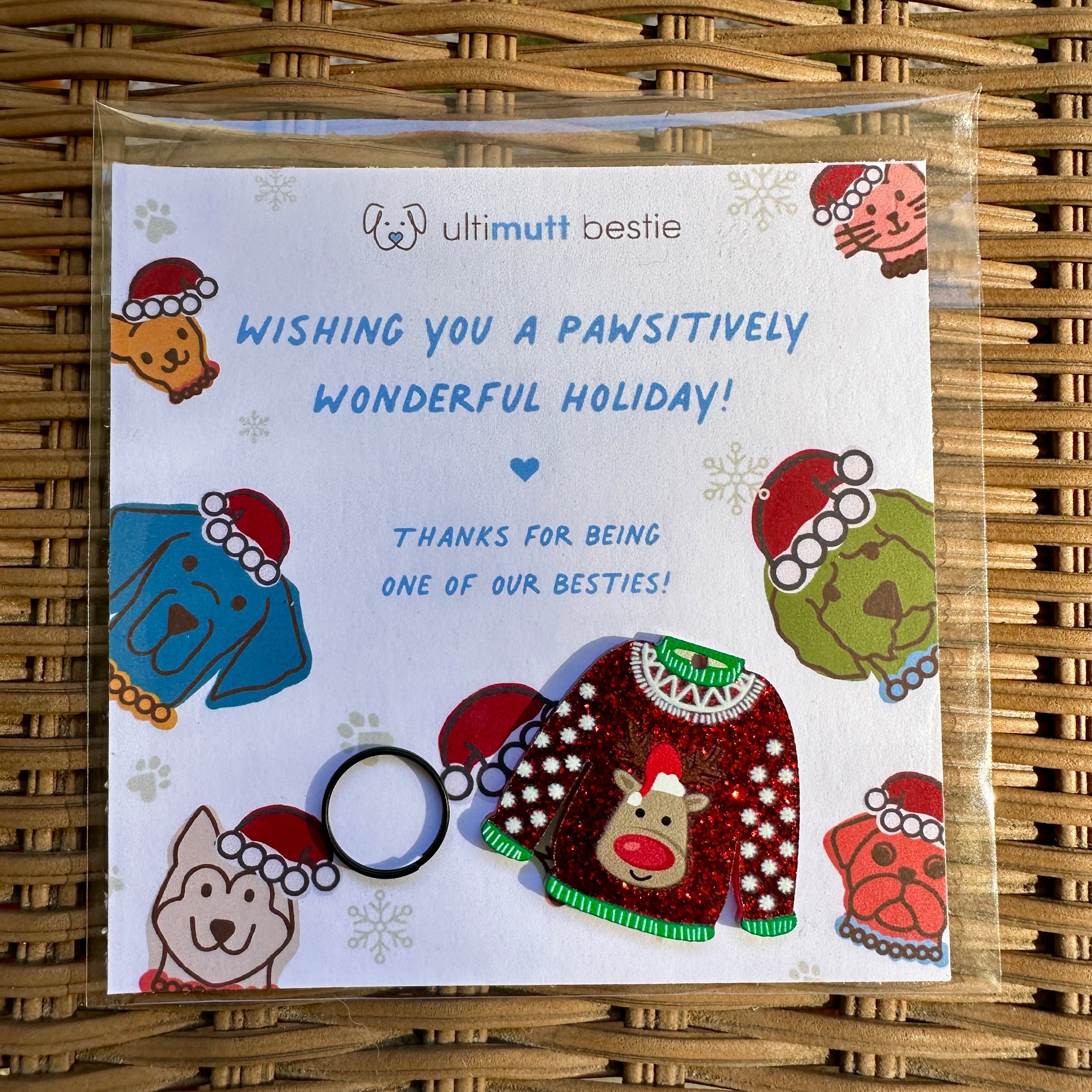 Ugly Sweater Dog Collar Charm – Festive Christmas Accessory for Pets | Ultimutt Bestie