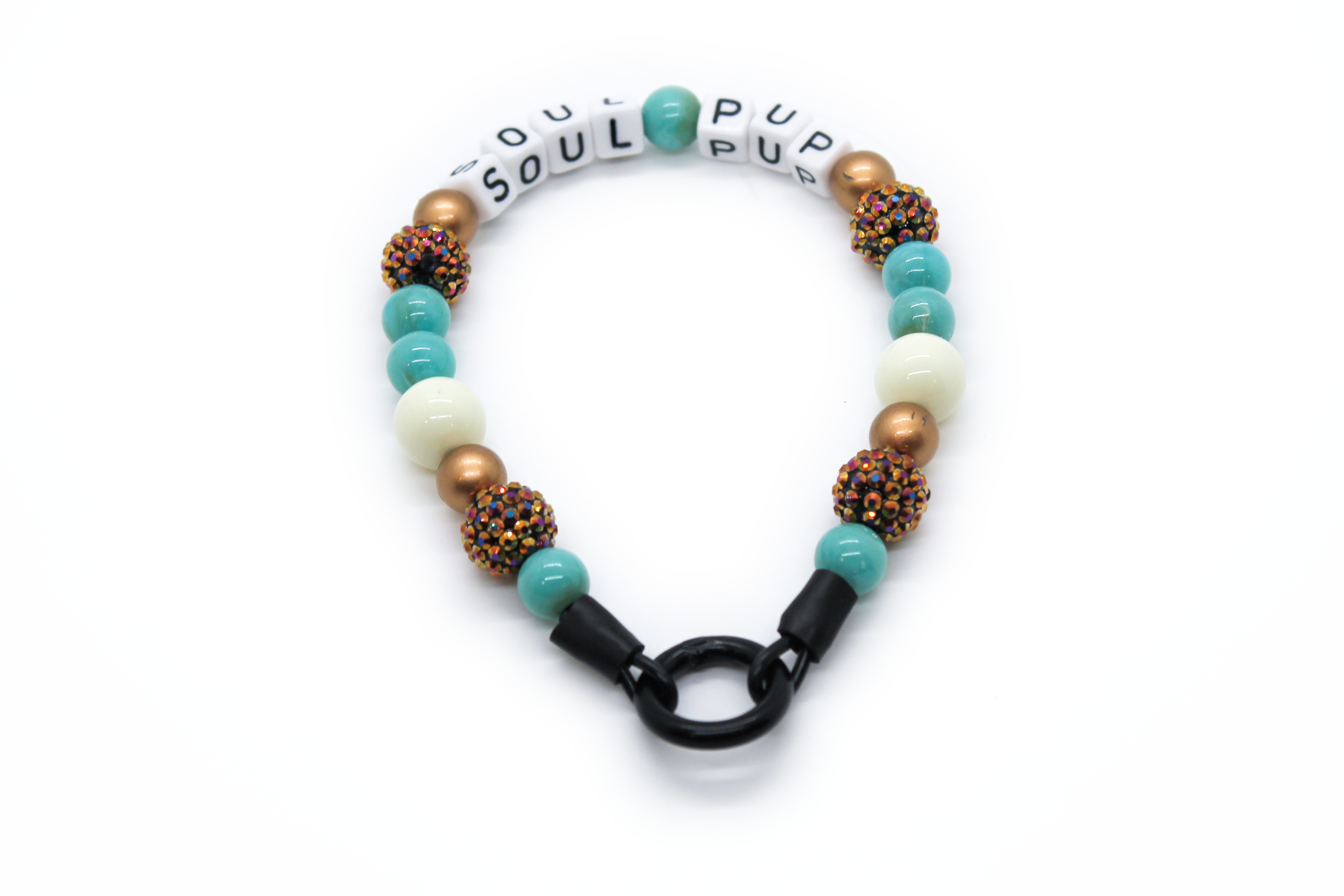 Lil TURQUOISE BLING BEAD DOG COLLAR
