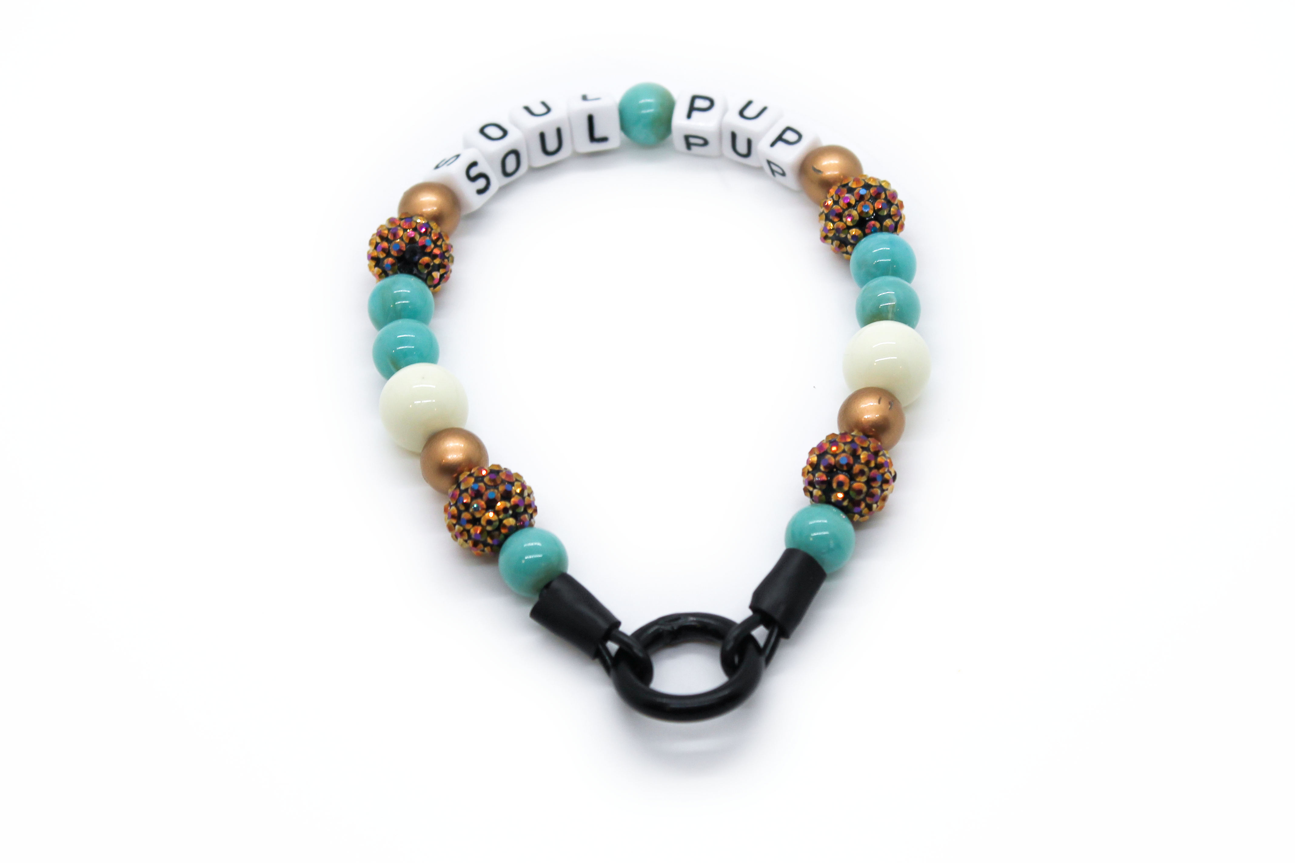 TURQUOISE BLING MINI BEAD DOG COLLAR