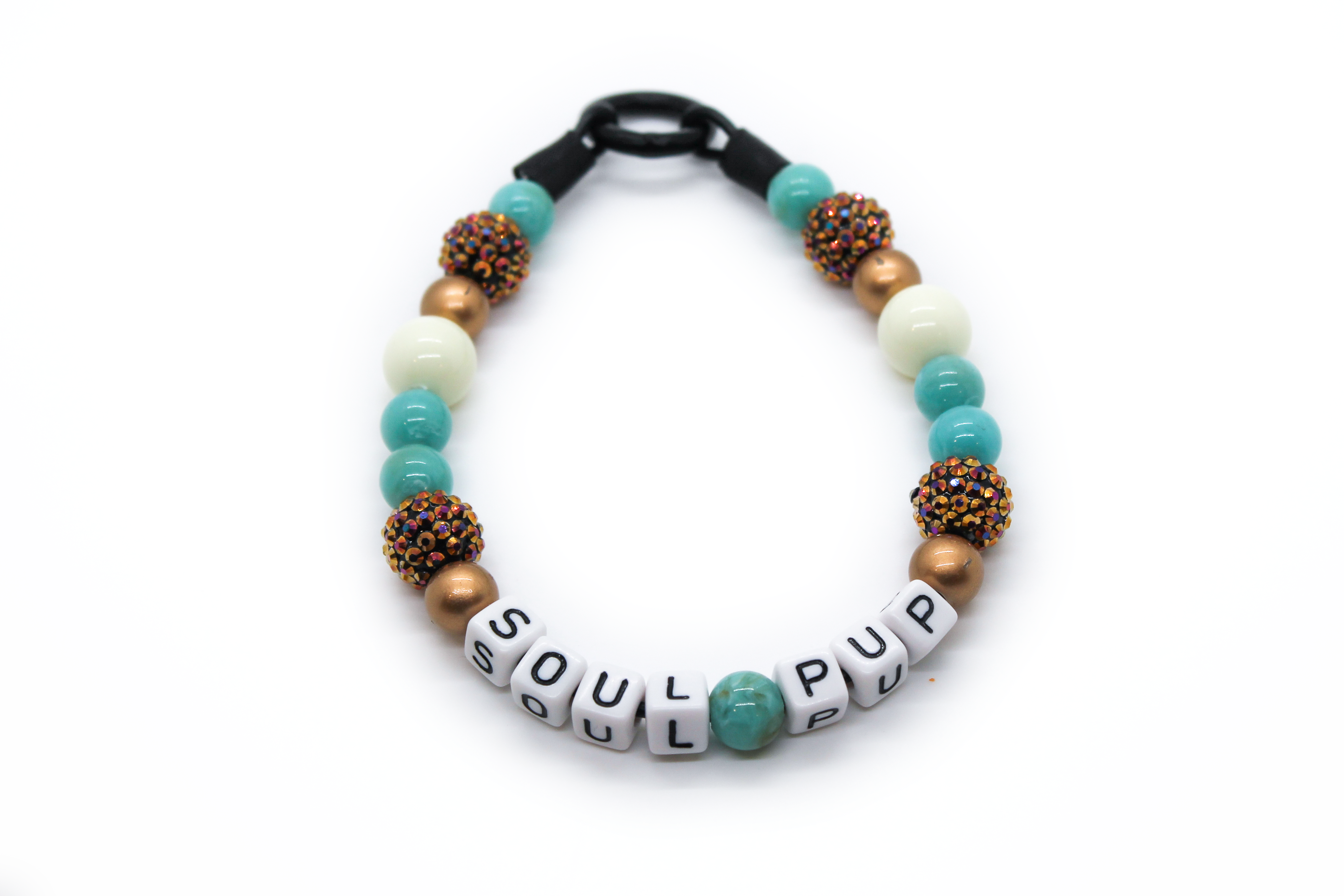 TURQUOISE BLING MINI BEAD DOG COLLAR