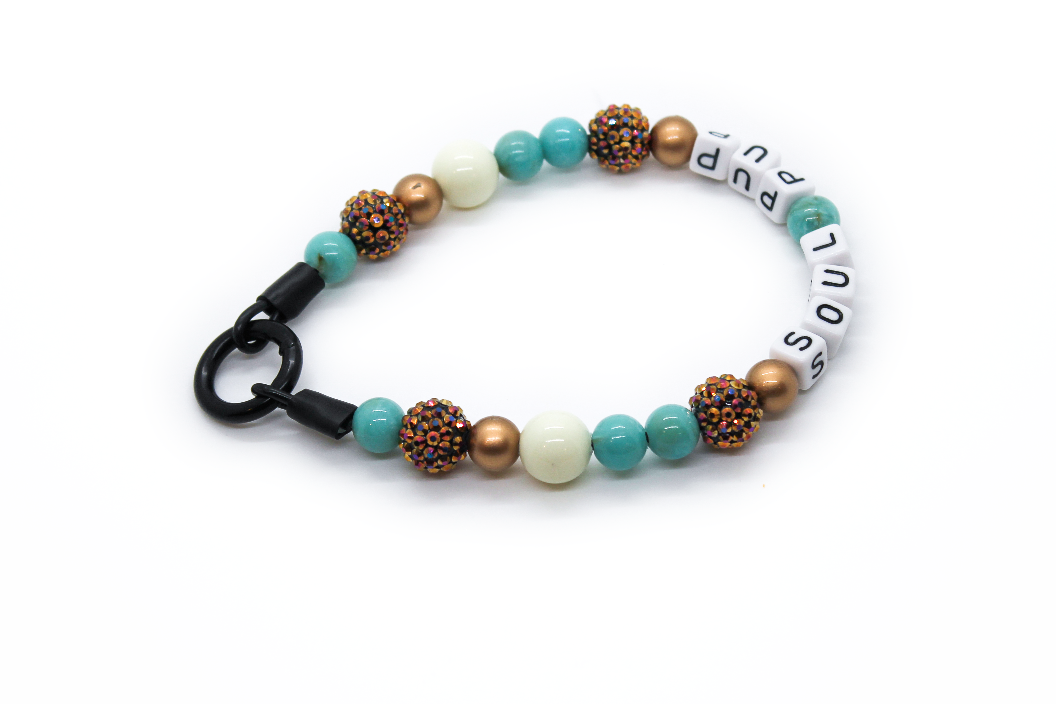 TURQUOISE BLING MINI BEAD DOG COLLAR