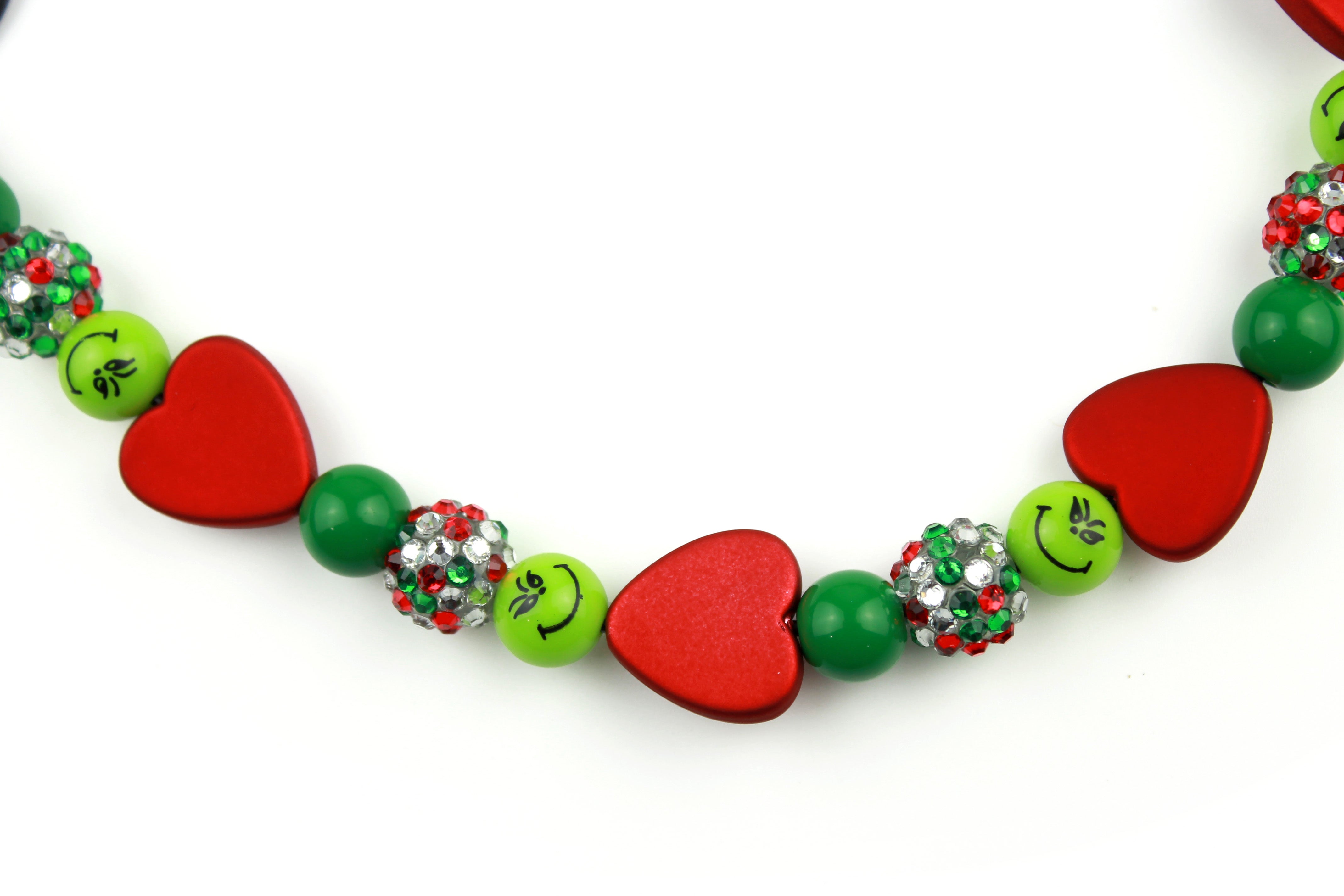 Mini Grinchin' Around Dog Bead Collar