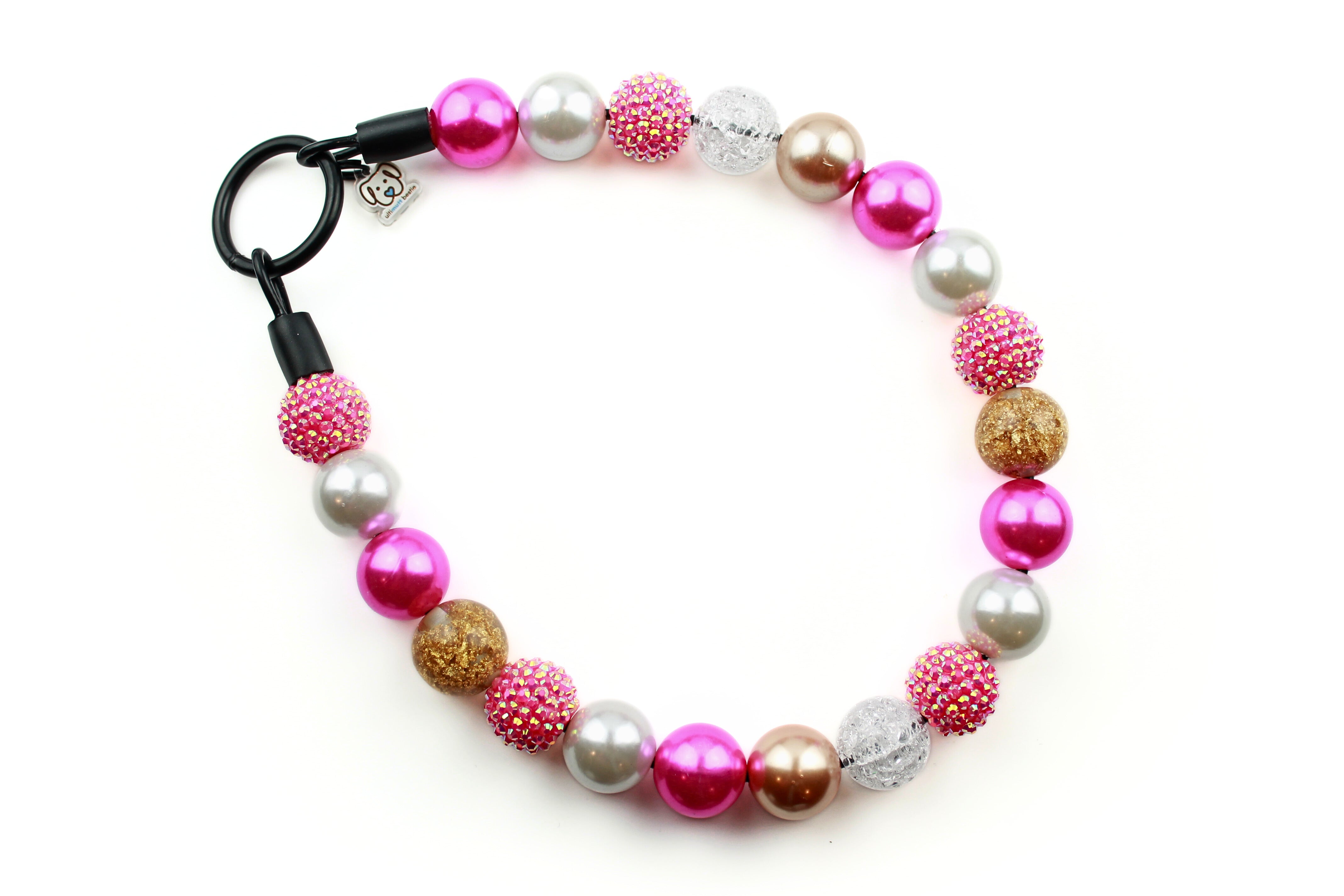 Pink Fizz Bead Dog Collar