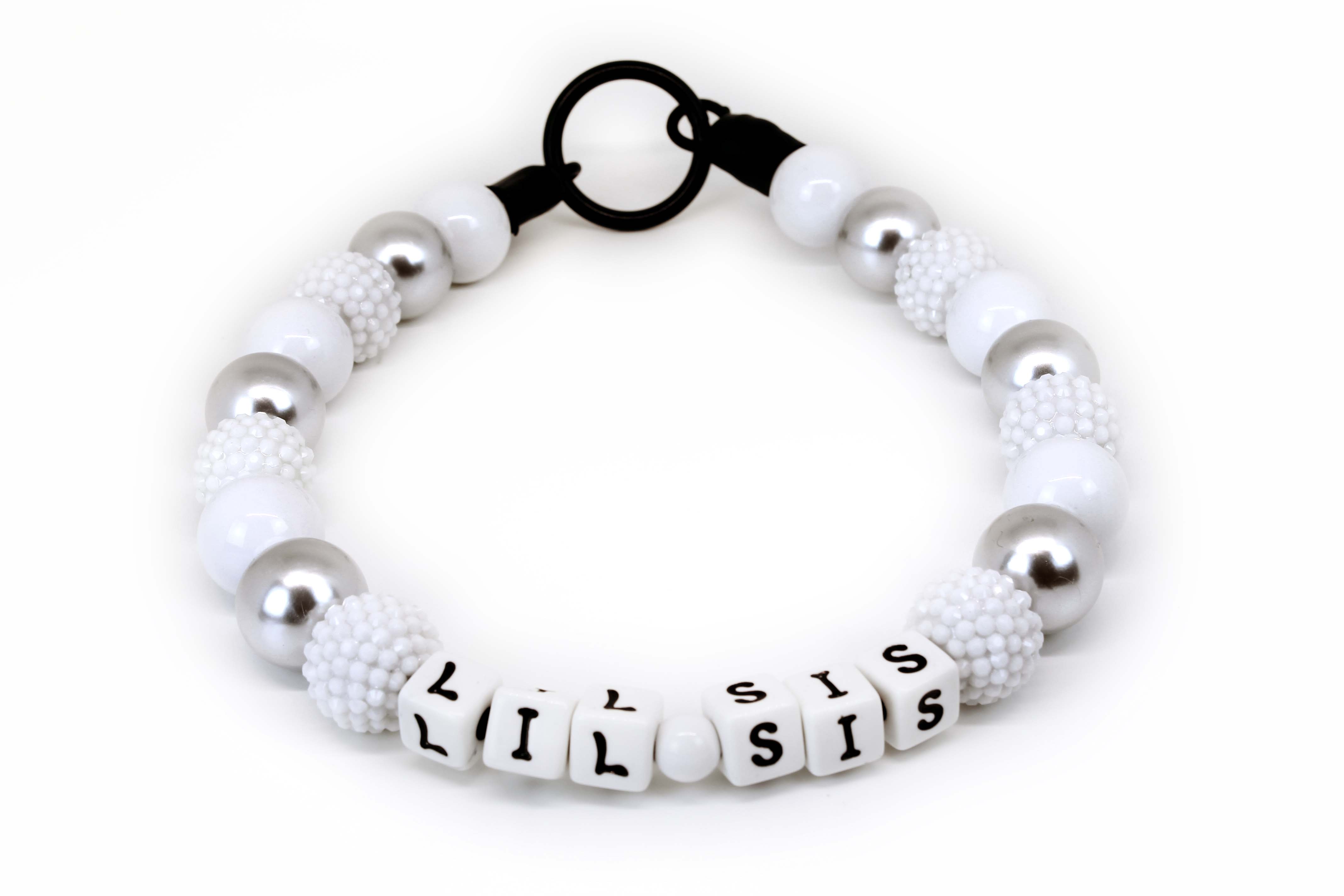 White Linen Large Bead Dog Collar