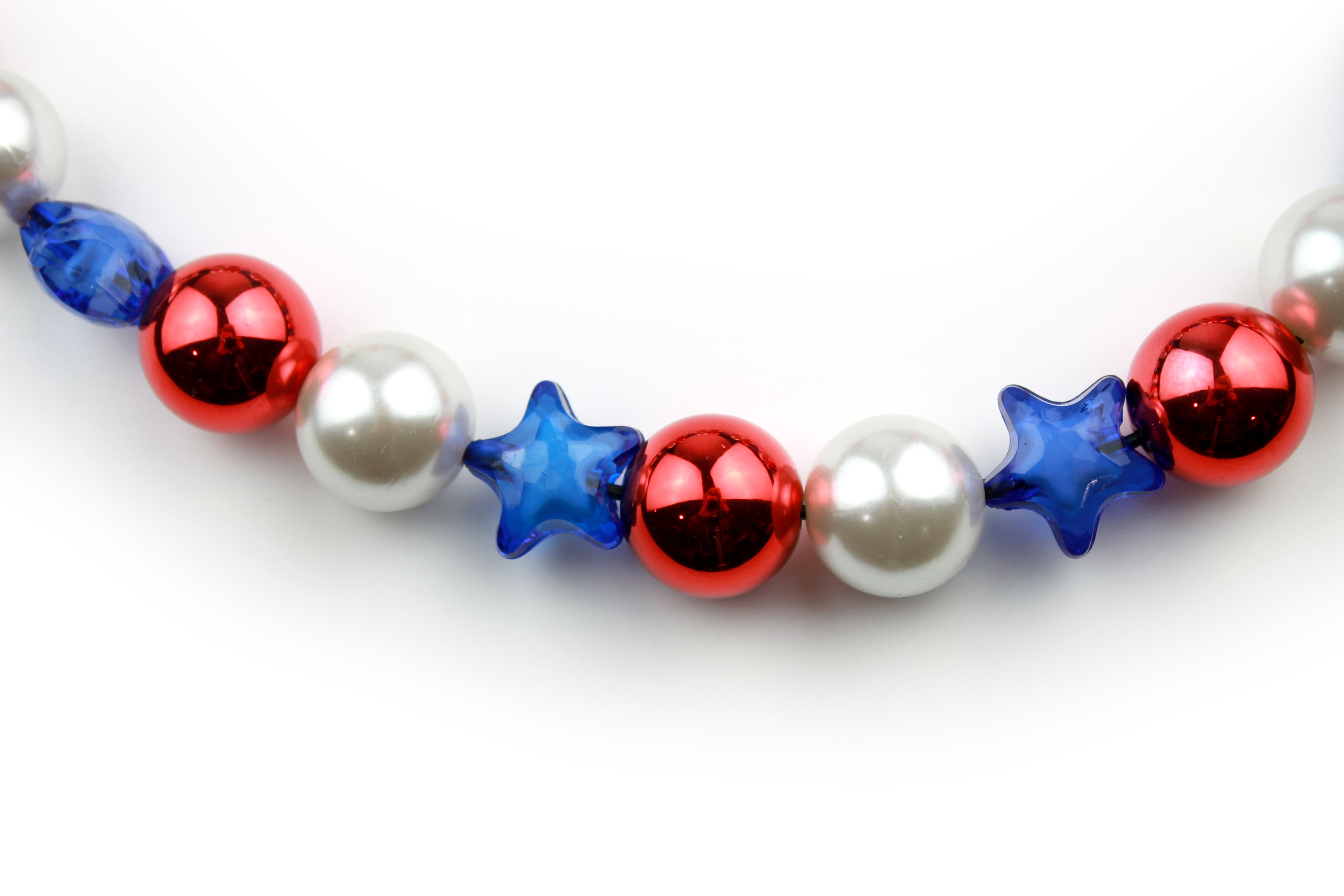 Red, Woof, & Blue Bead Dog Collar