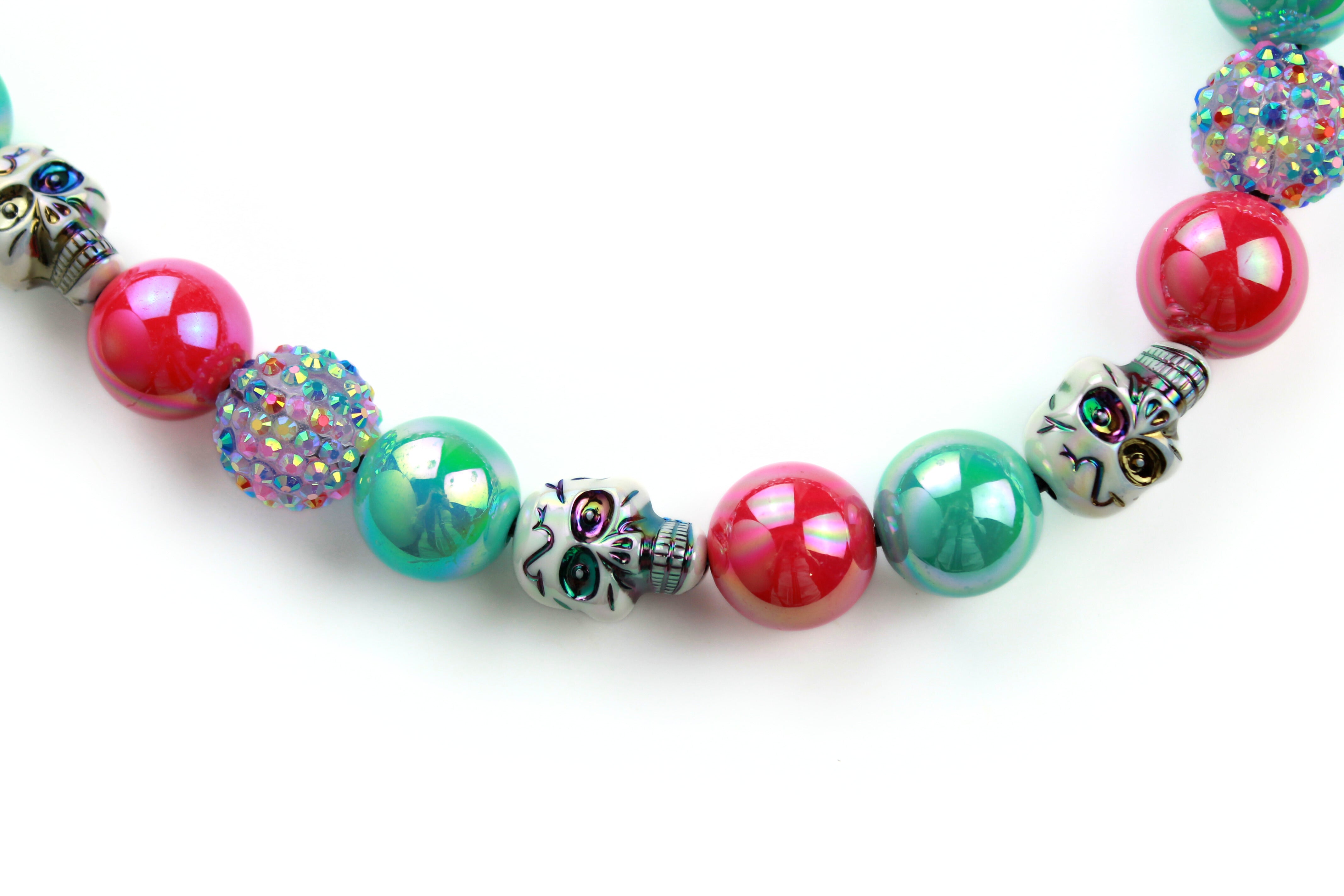 Gumball Skulls Large Bead Dog Collar