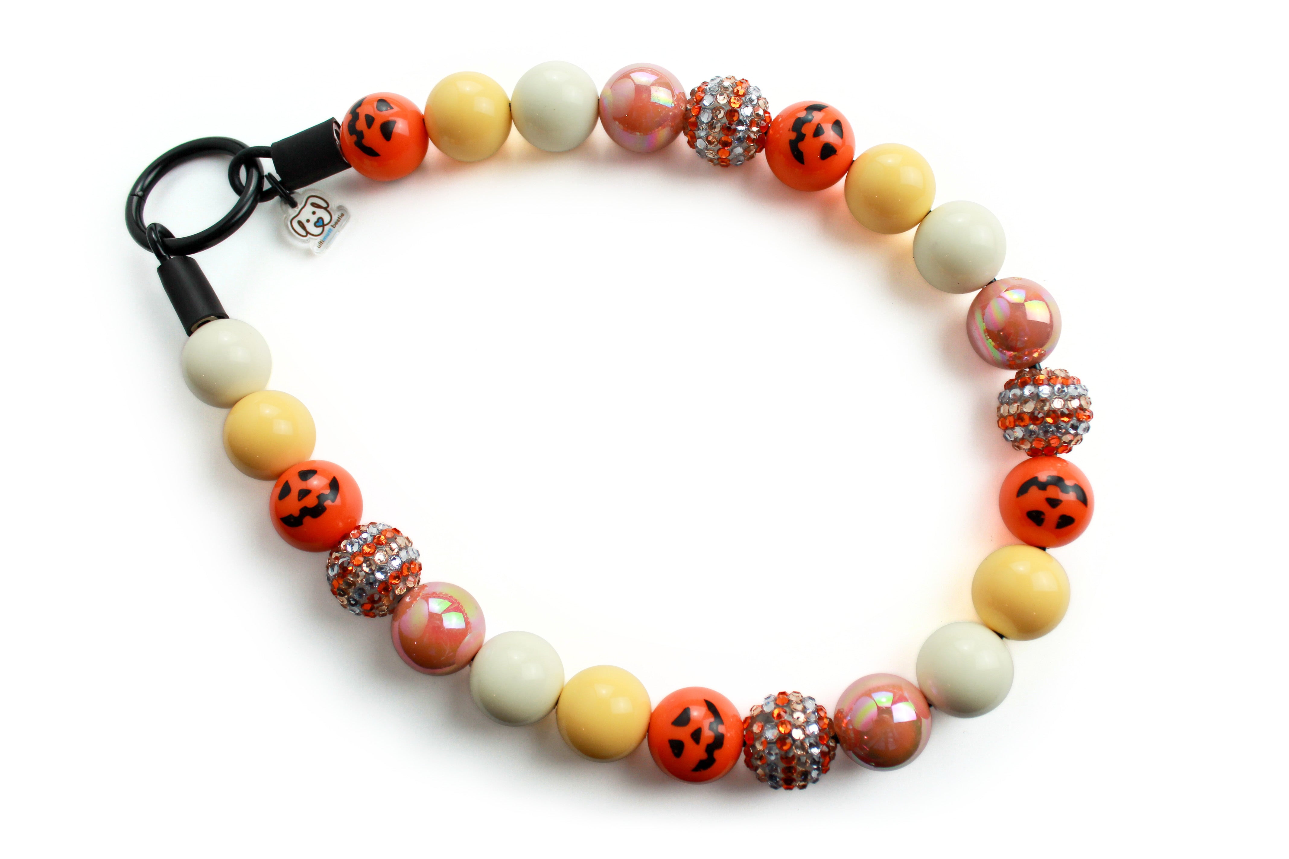 Jack O Lantern Glam Bead Dog Collar