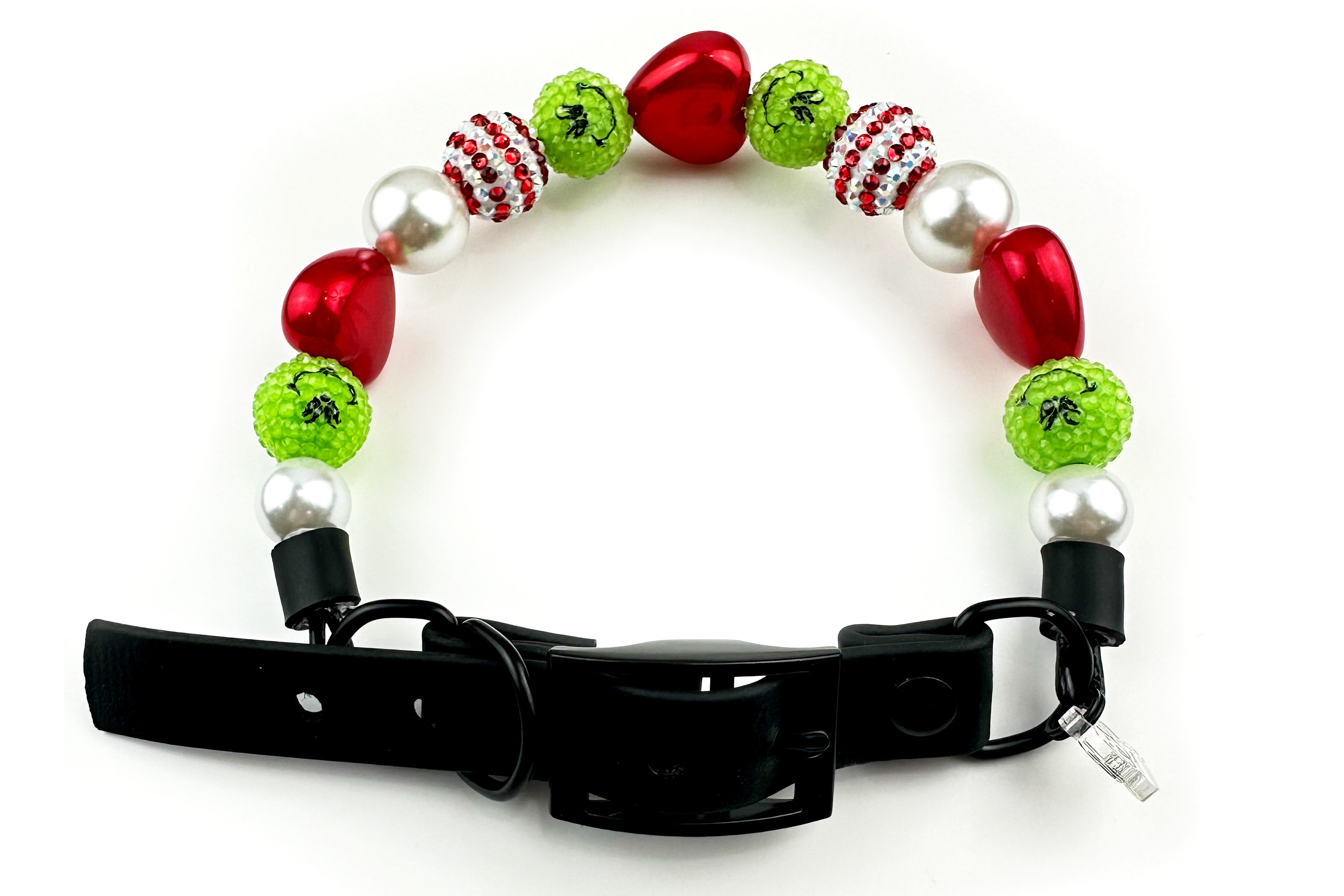 Candy Cane Grinch Adjustable Bead Dog Collar
