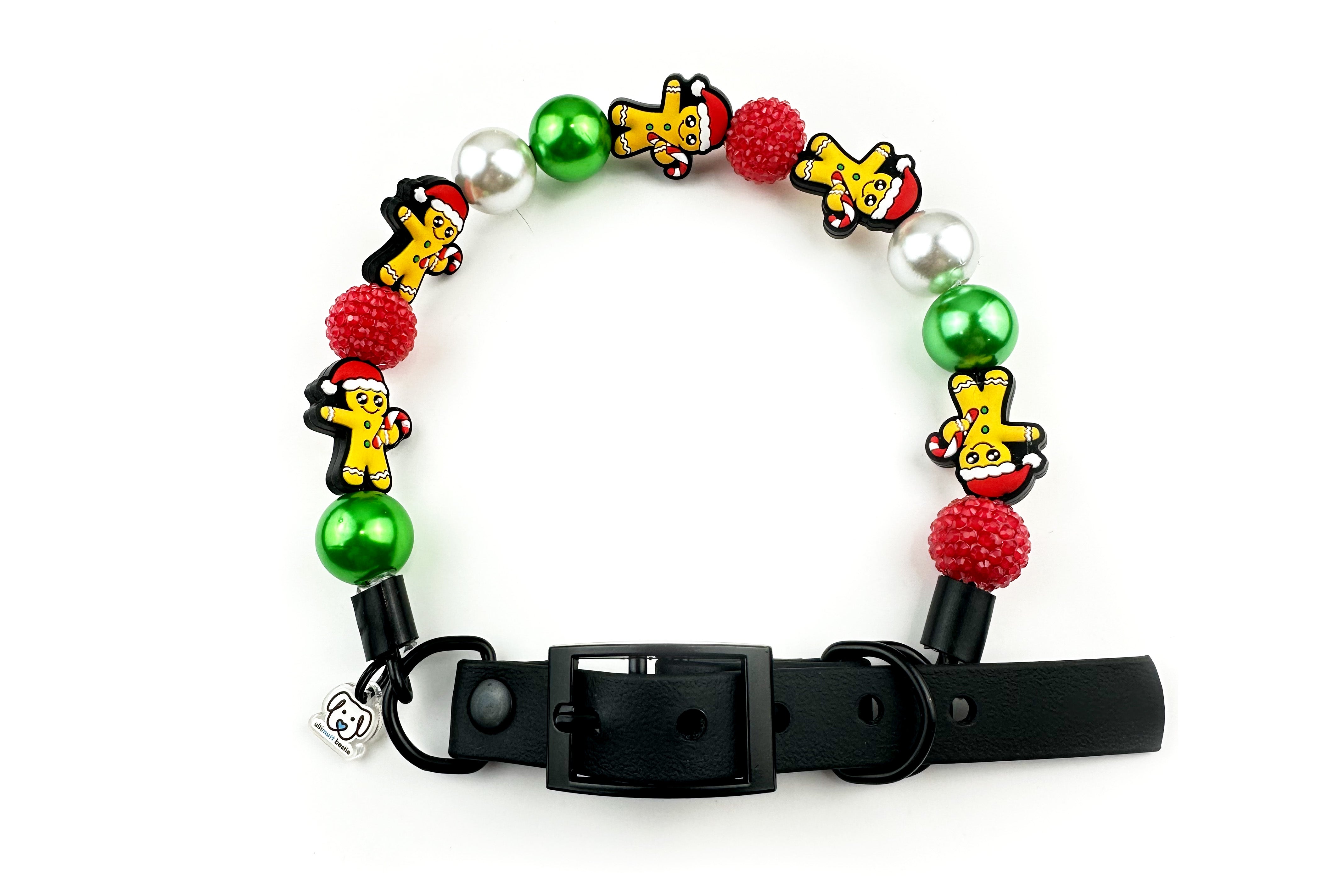 Gingerbread Adjustable Bead Dog Collar