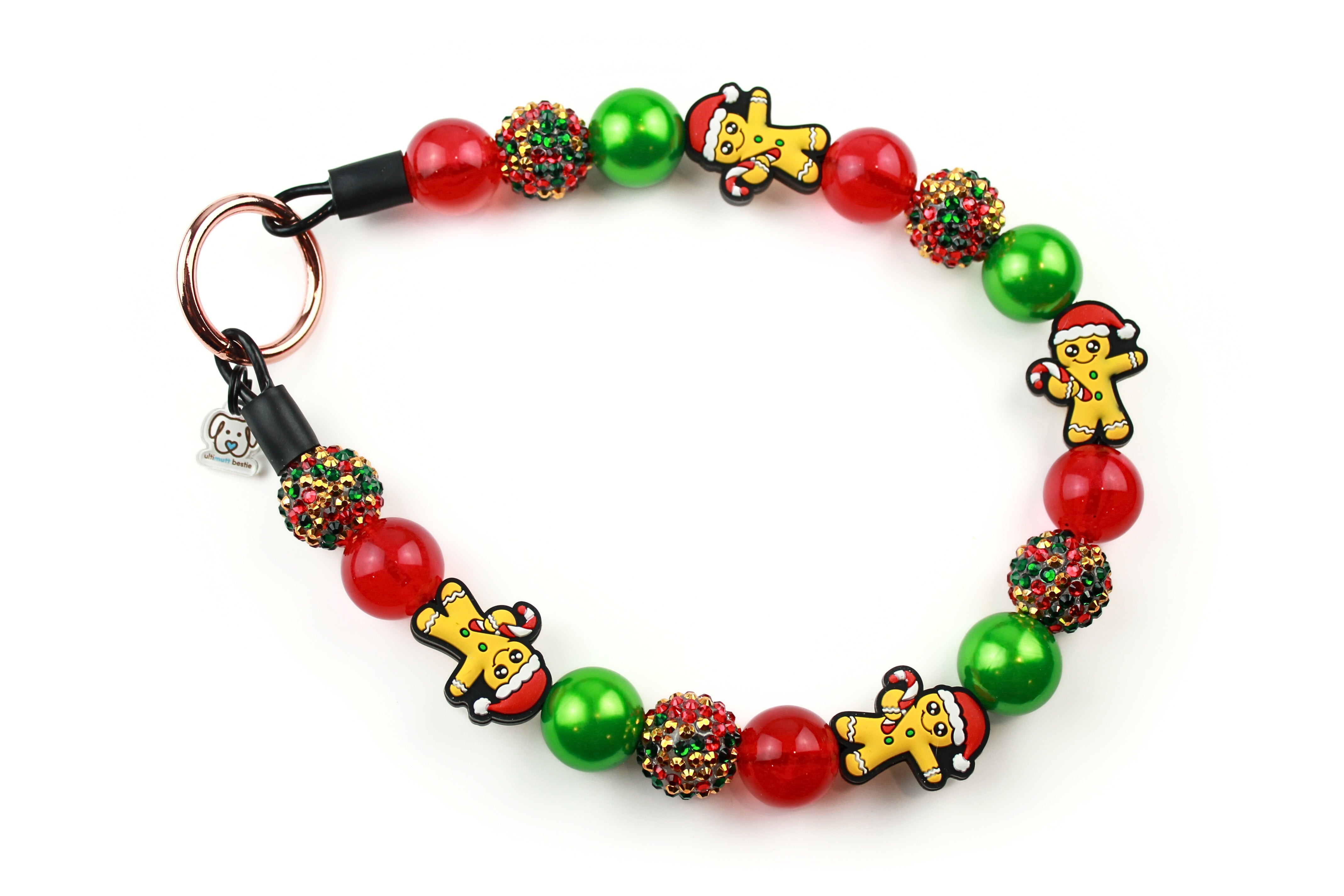Gingerbread Man Glam Bead Dog Collar
