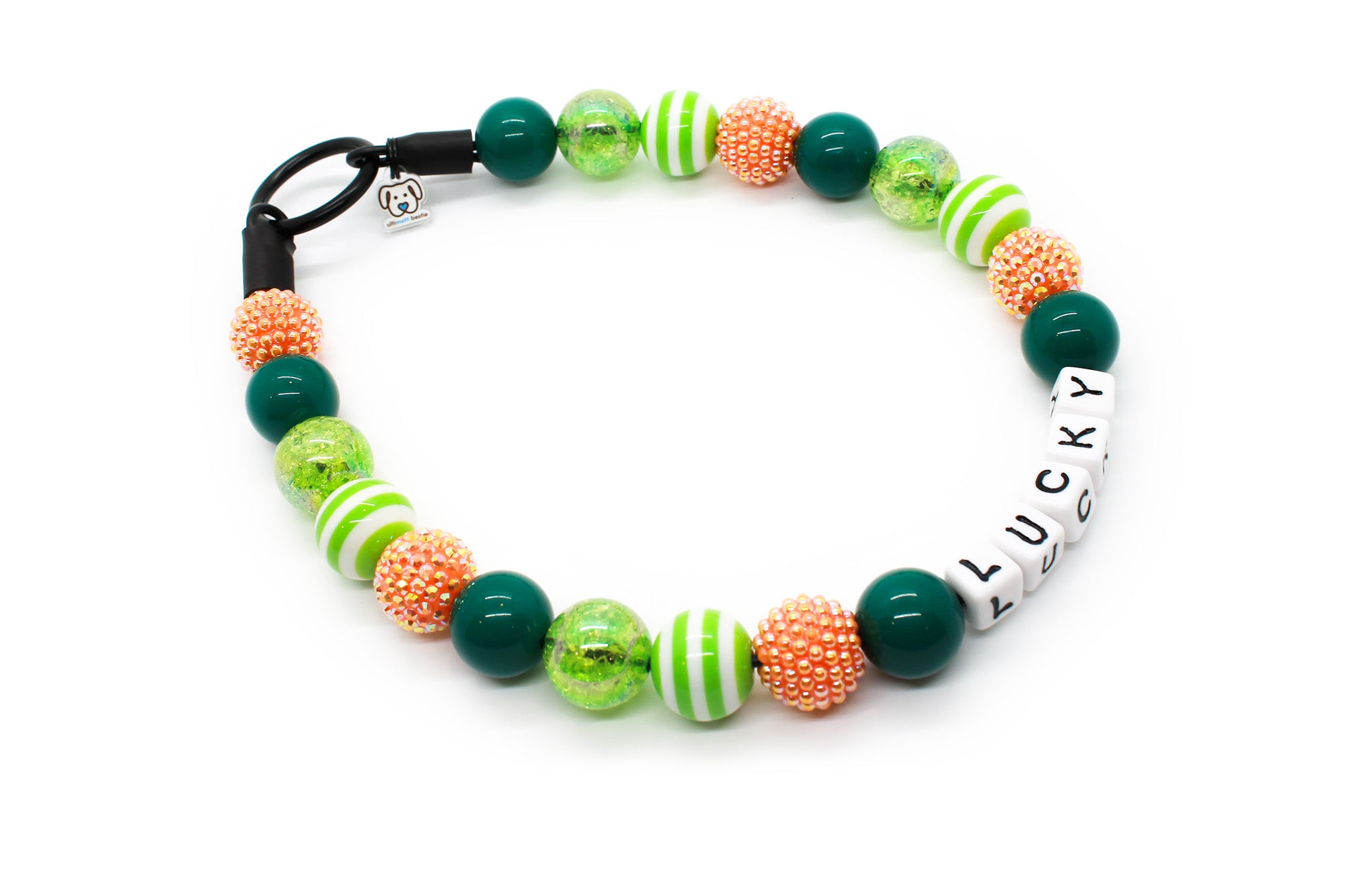 Leprechaun Glam Beaded Dog Collar