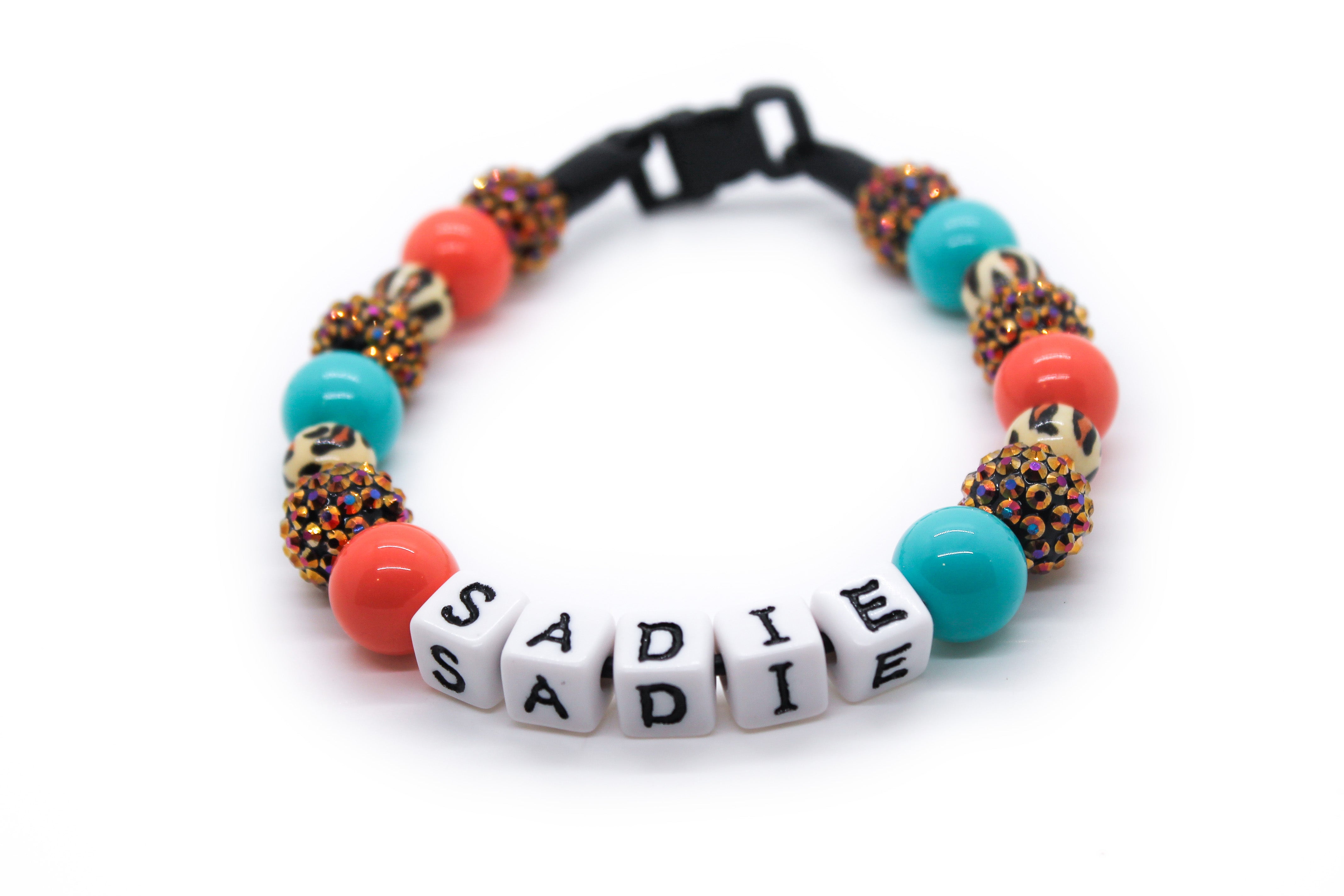 Pastel Leopard Bling MINI Beaded Dog Collar