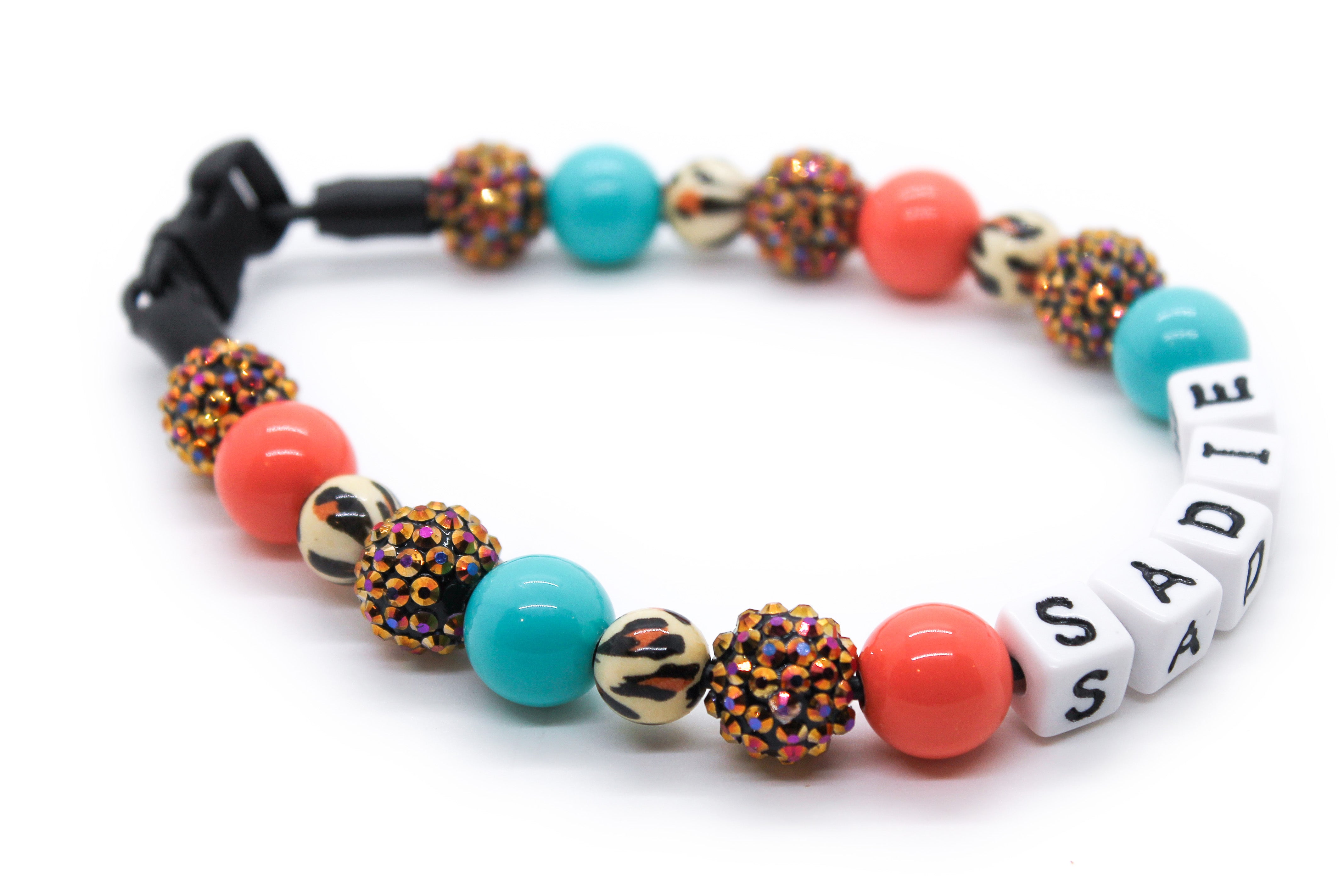 Pastel Leopard Bling MINI Beaded Dog Collar