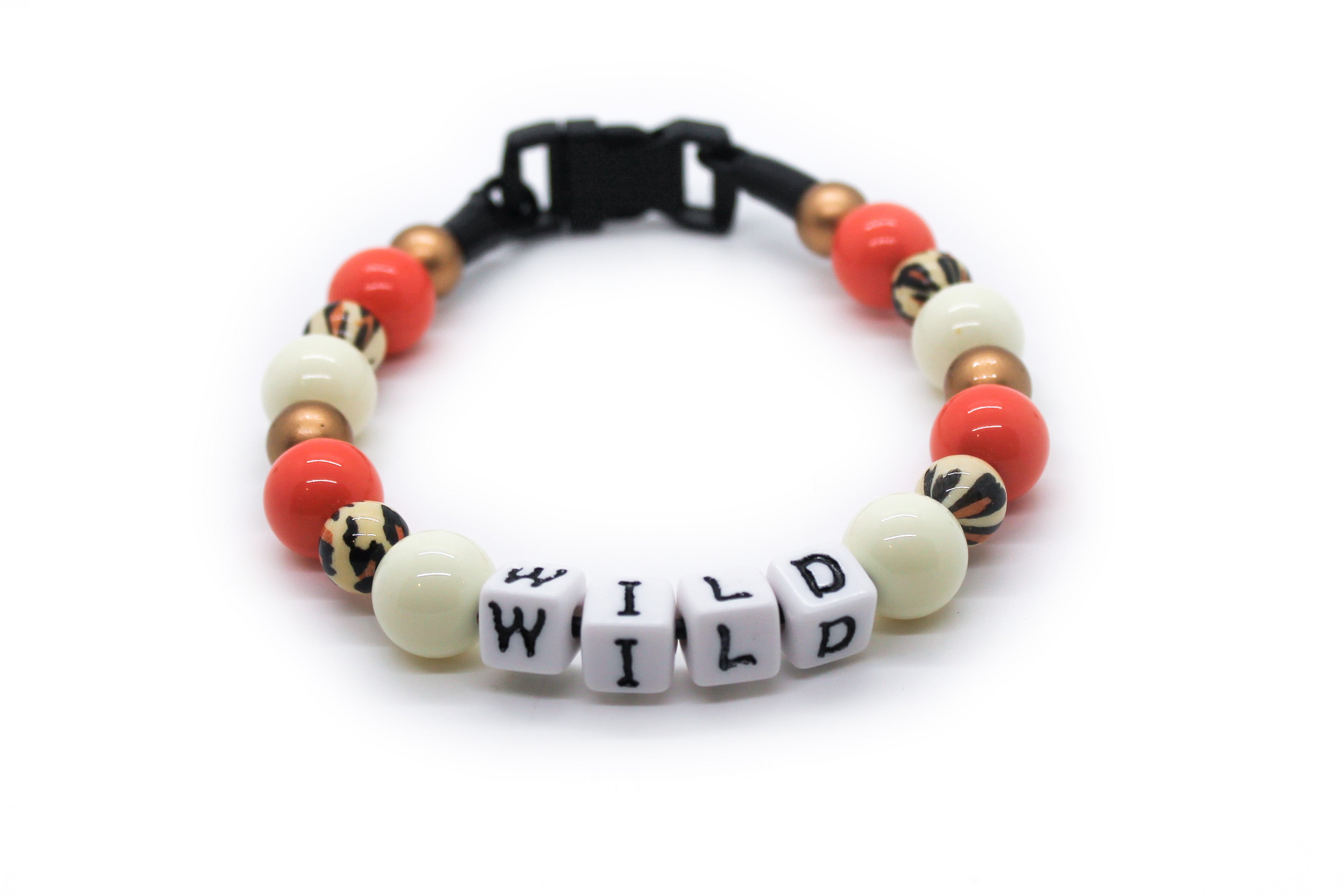 Coral Cream Leopard MINI Bead Dog Collar