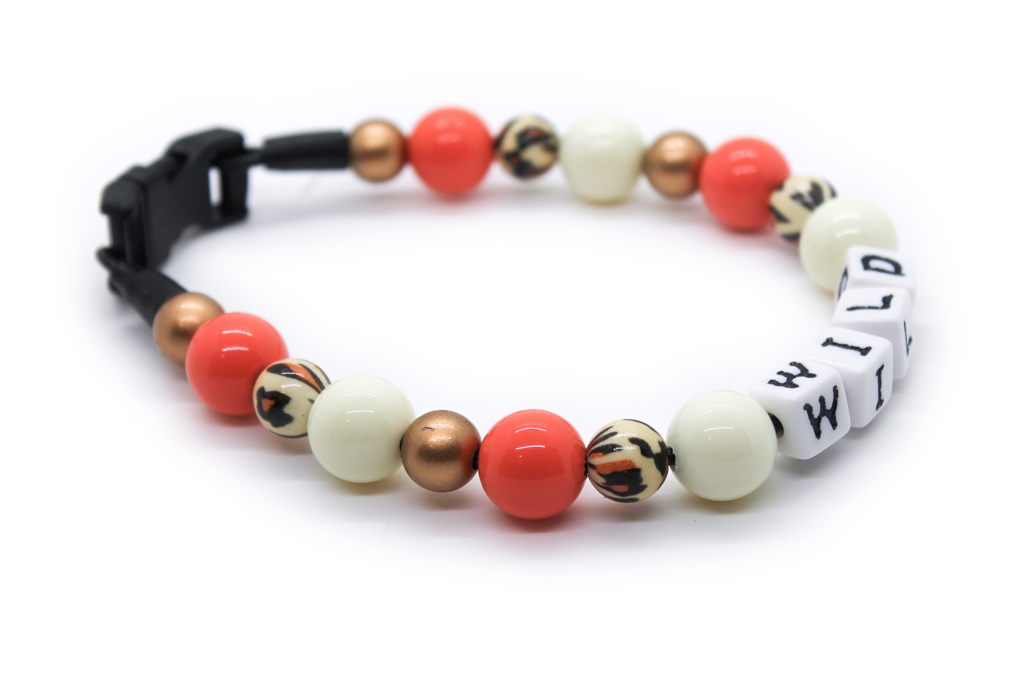 Coral Cream Leopard MINI Bead Dog Collar