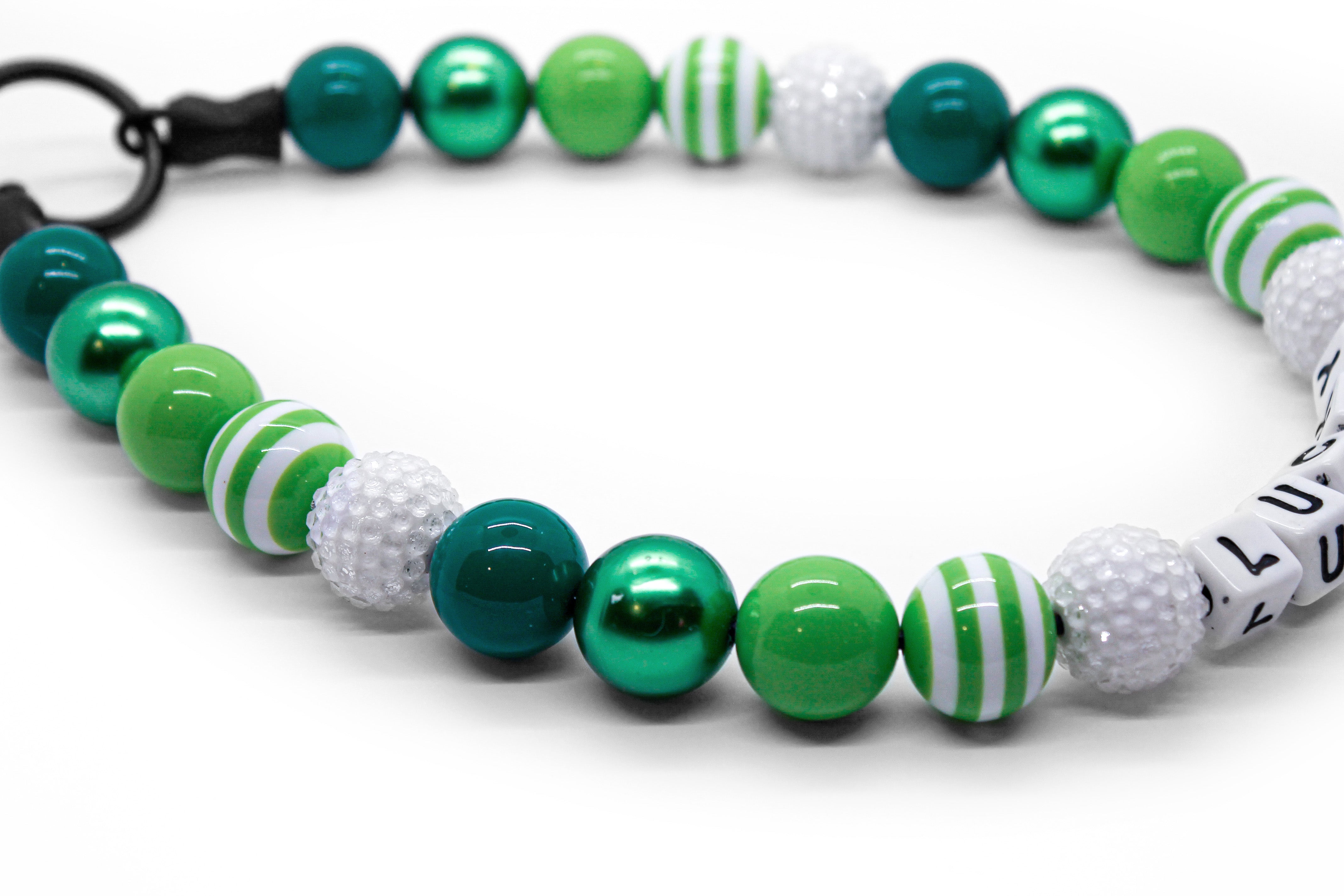 Green Goblin Bead Dog Collar