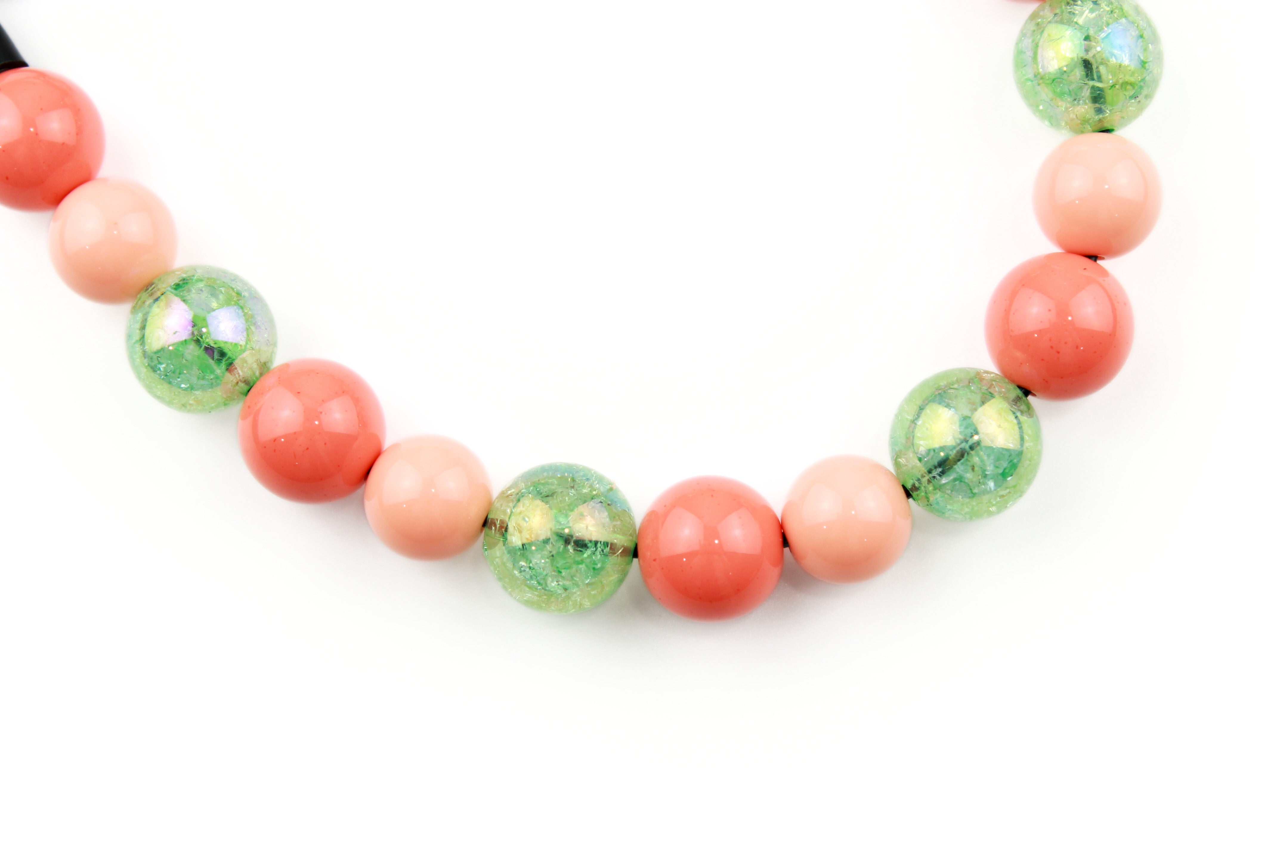 Mini Minty Peach Dog Bead Collar