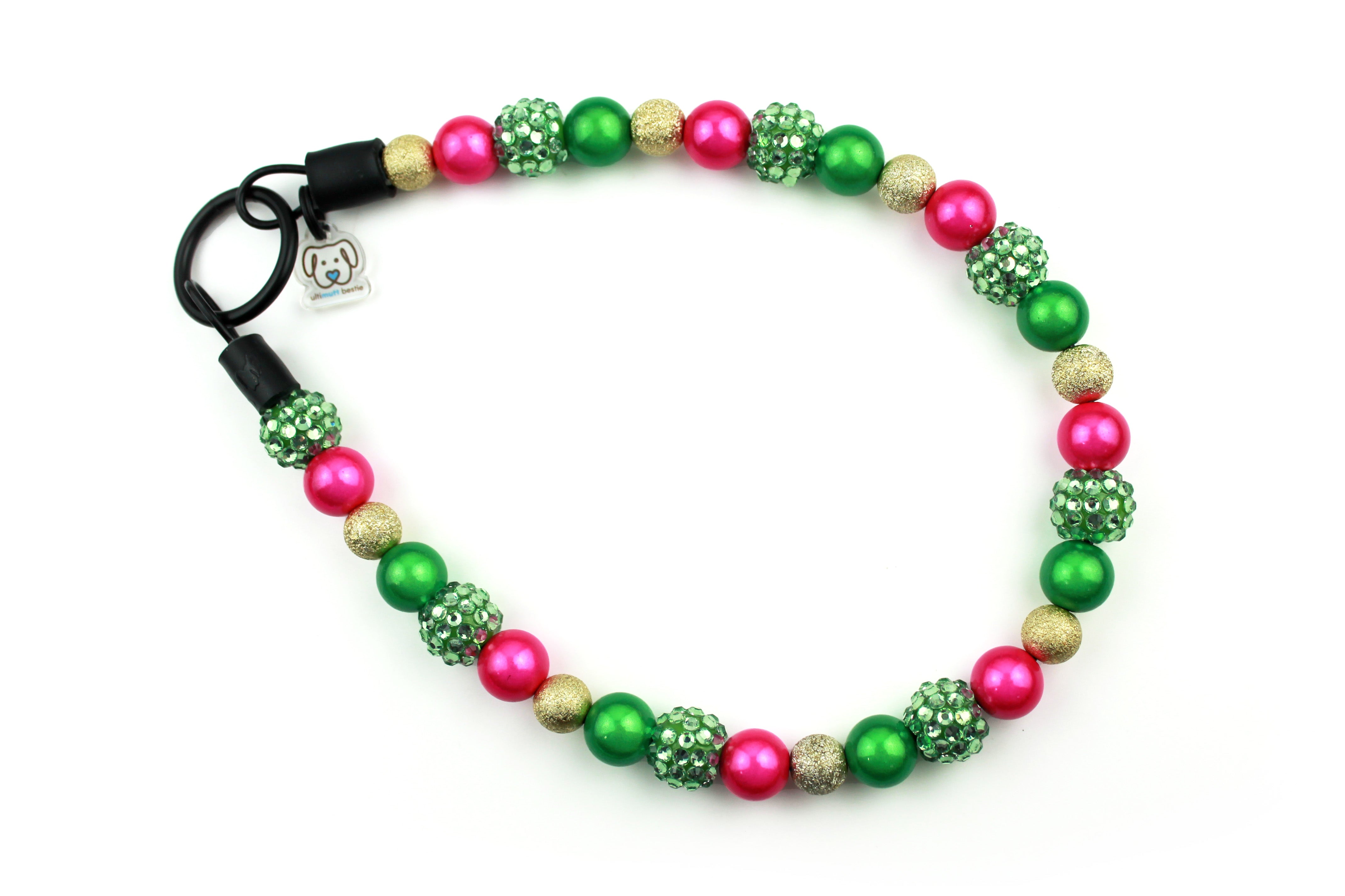 Mini Merry in Pink Dog Bead Collar