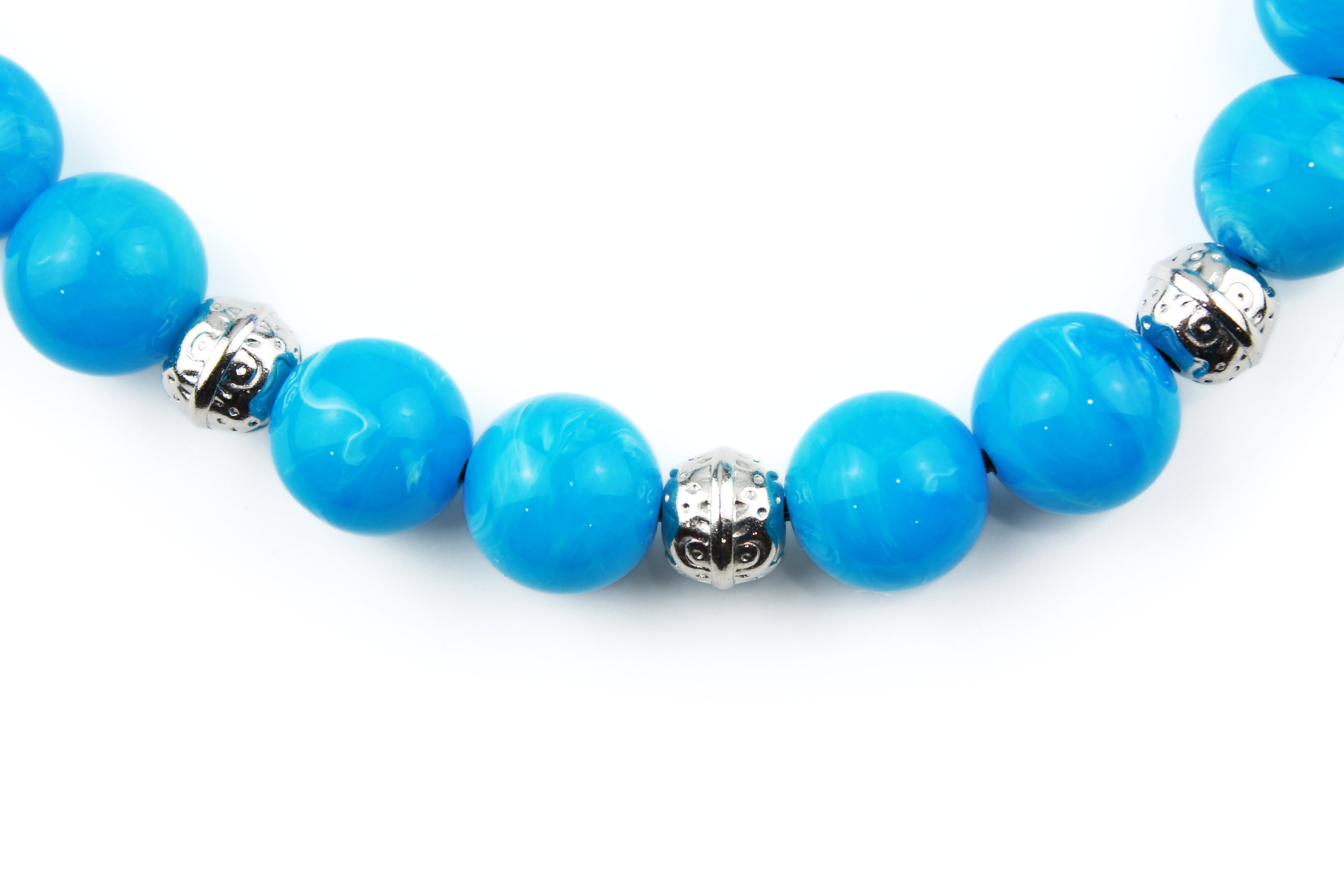 Ocean Blue Beaded Dog Collar
