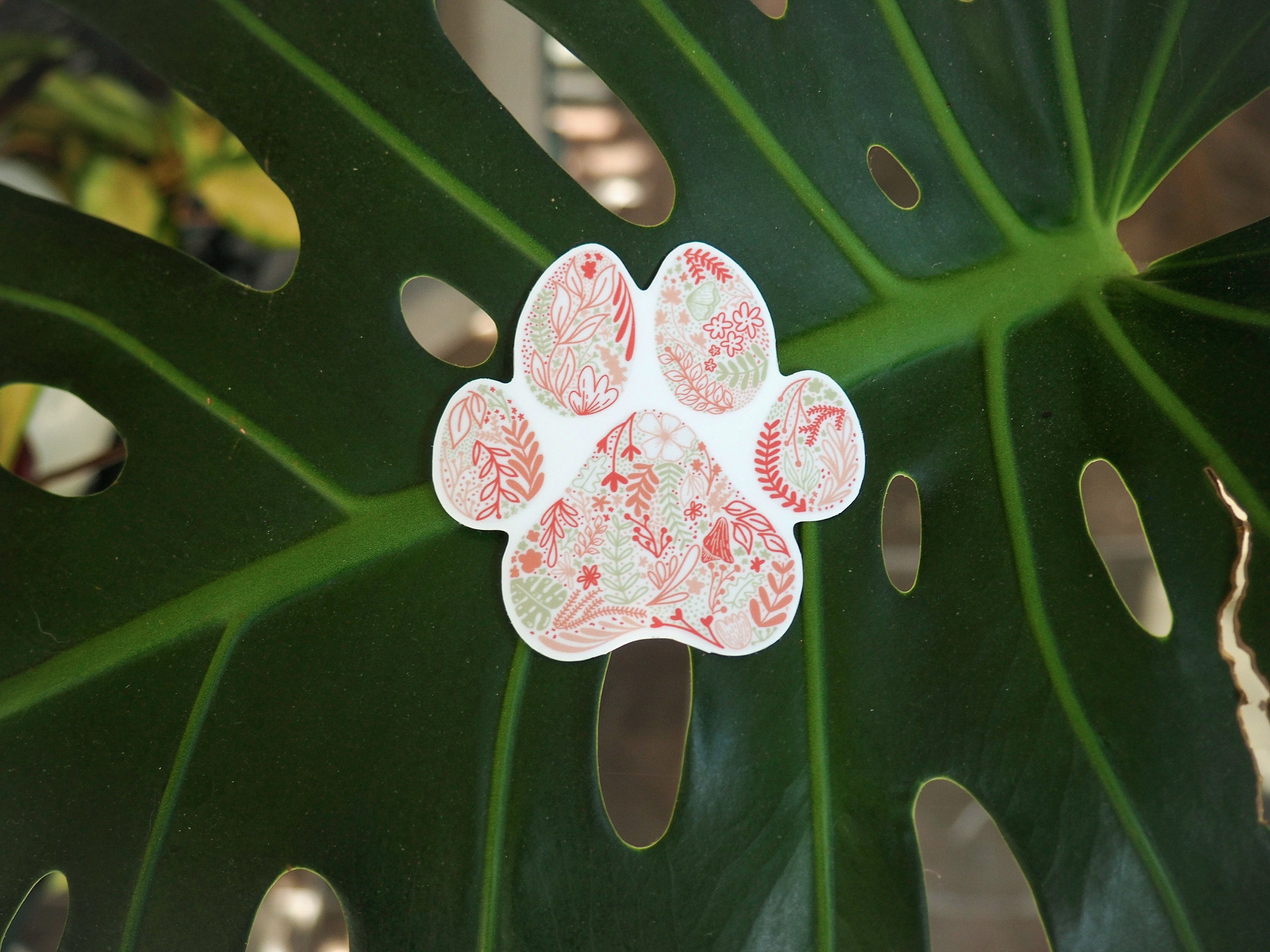 Floral Paw Print Sticker