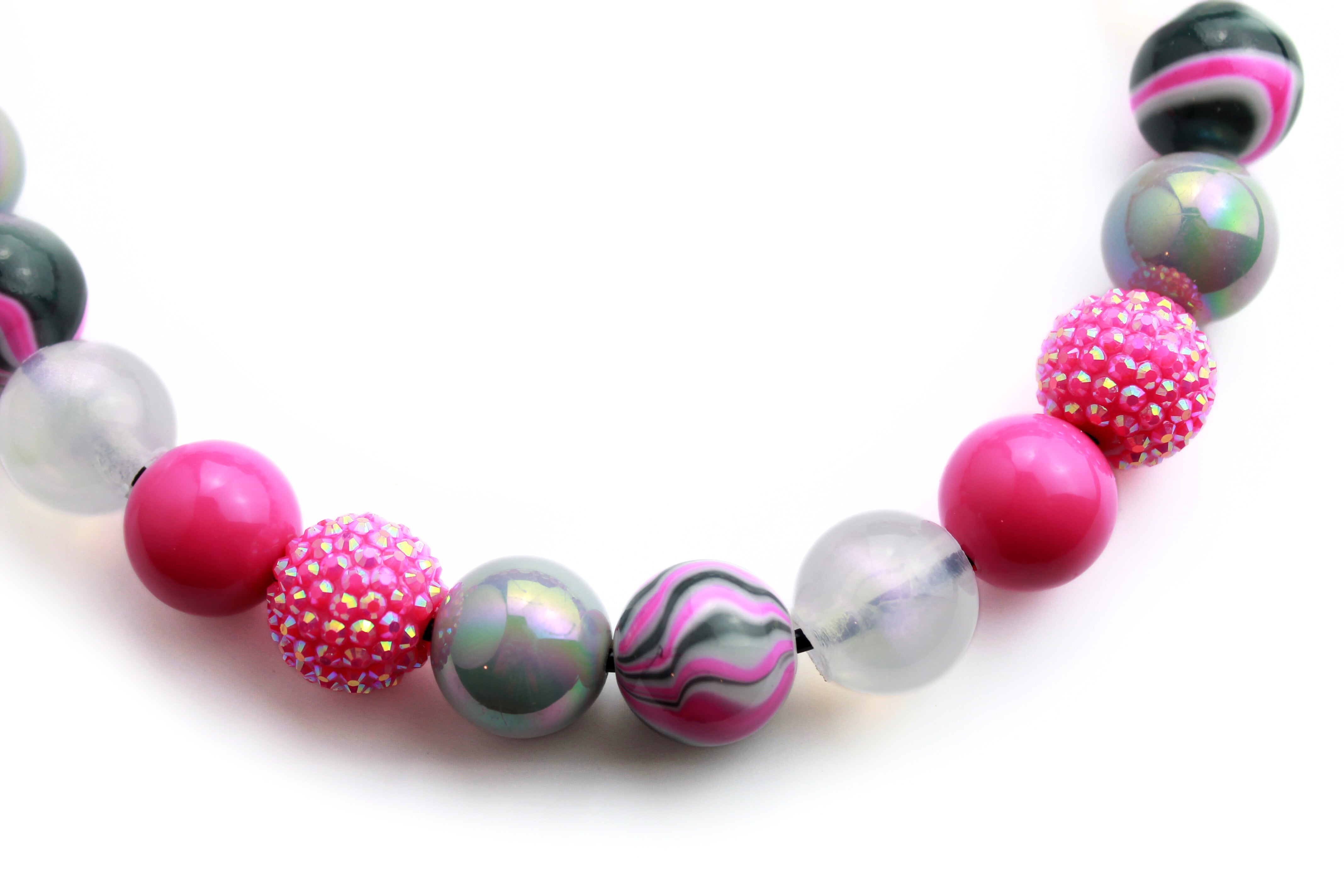 Pink Retro Swirl Bead Dog Collar