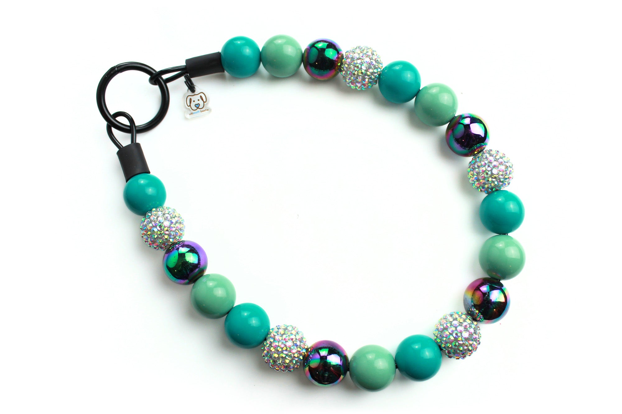 Teal Galaxy Bead Dog Collar
