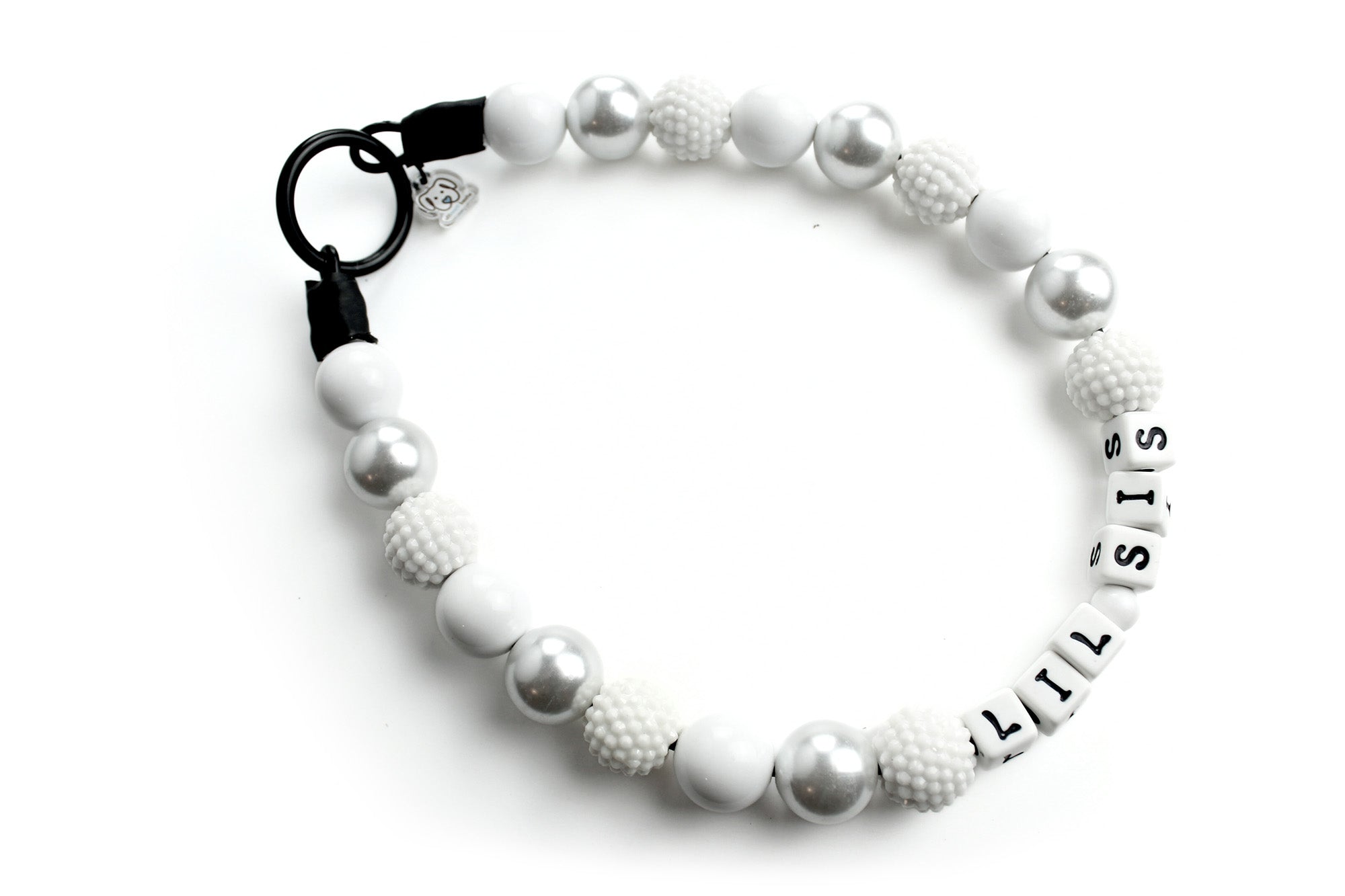 White Linen Large Bead Dog Collar