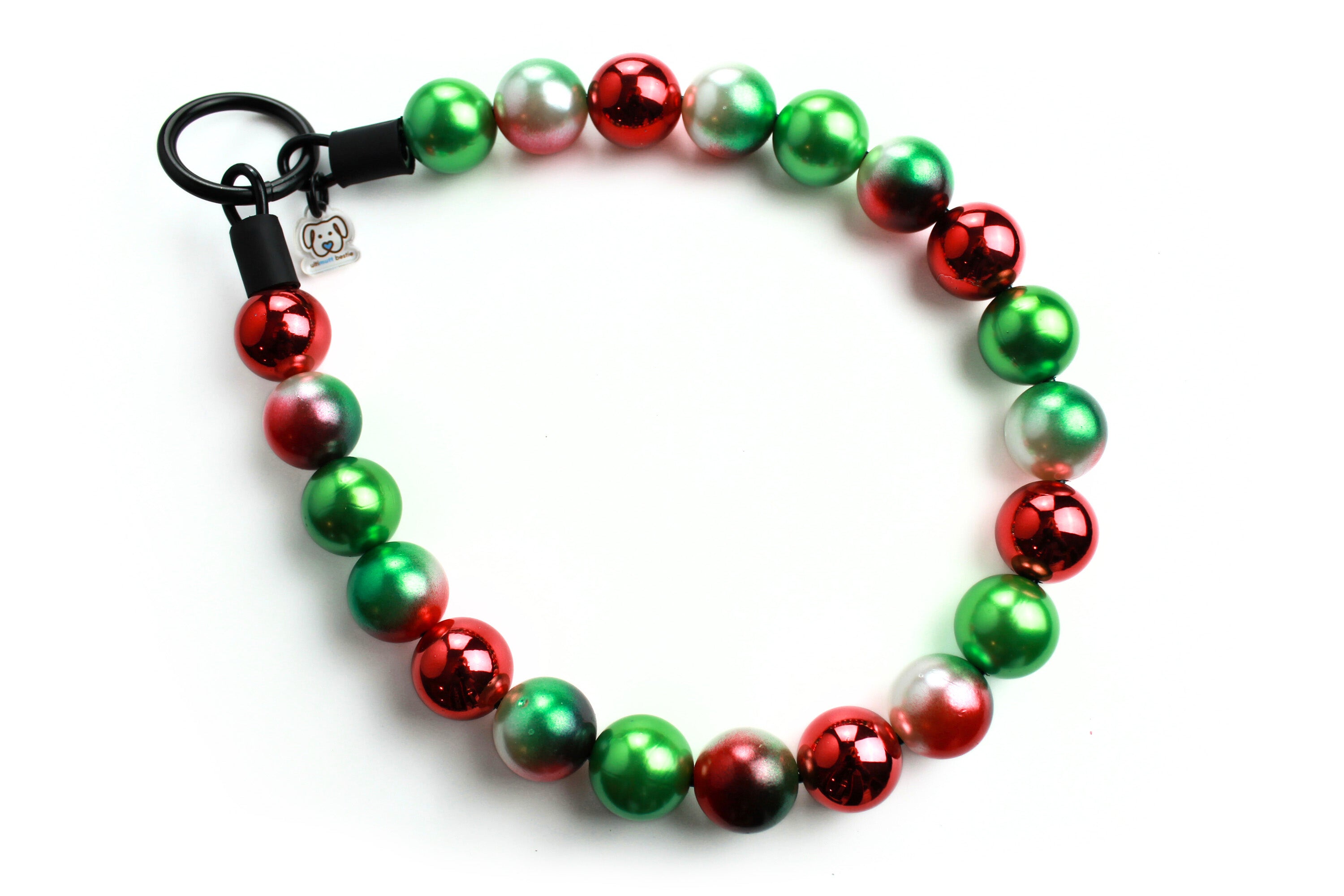 Christmas Baubles Large Bead Dog Collar