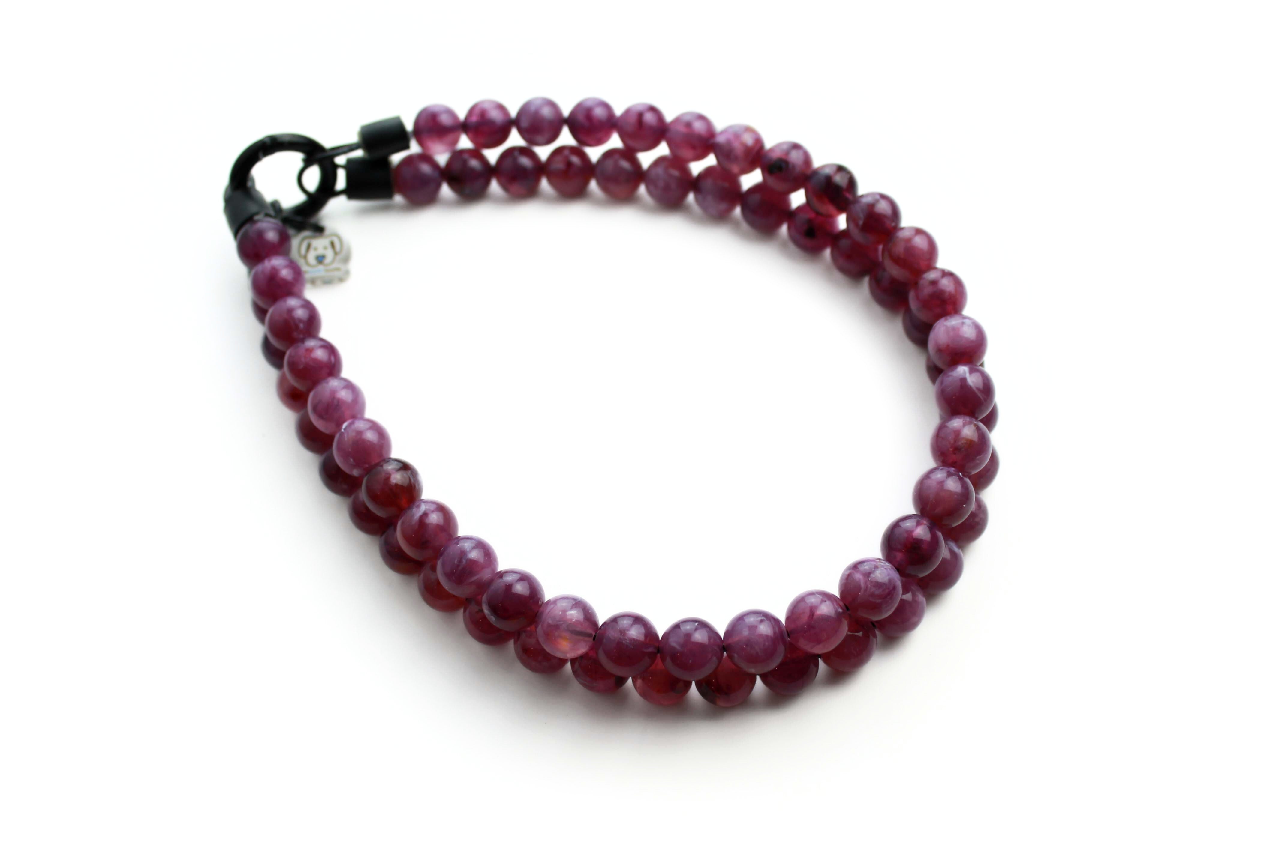 Berry Marbled Double XS Bead Collar