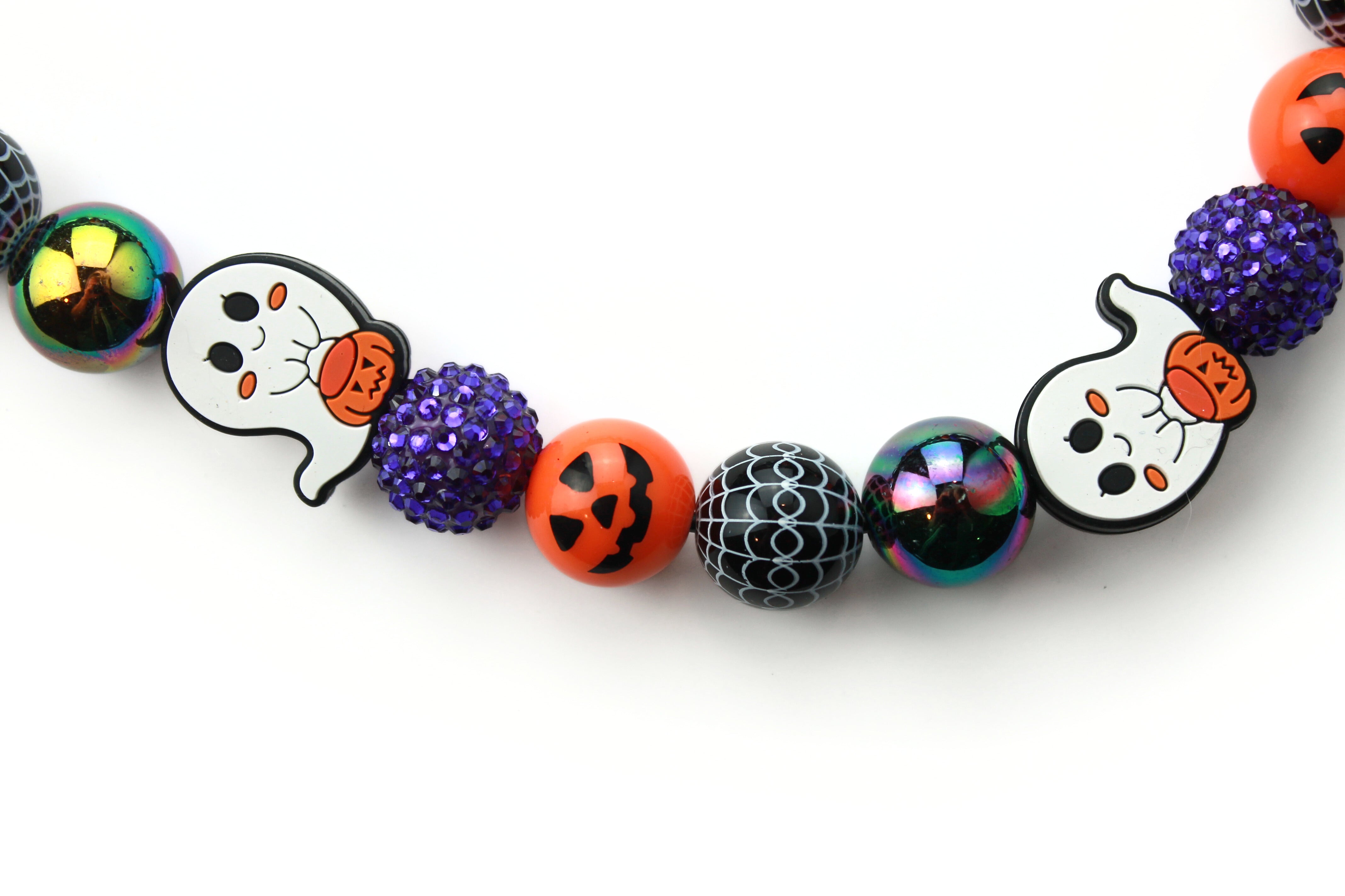 Ghost and Gourd Glam Bead Dog Collar