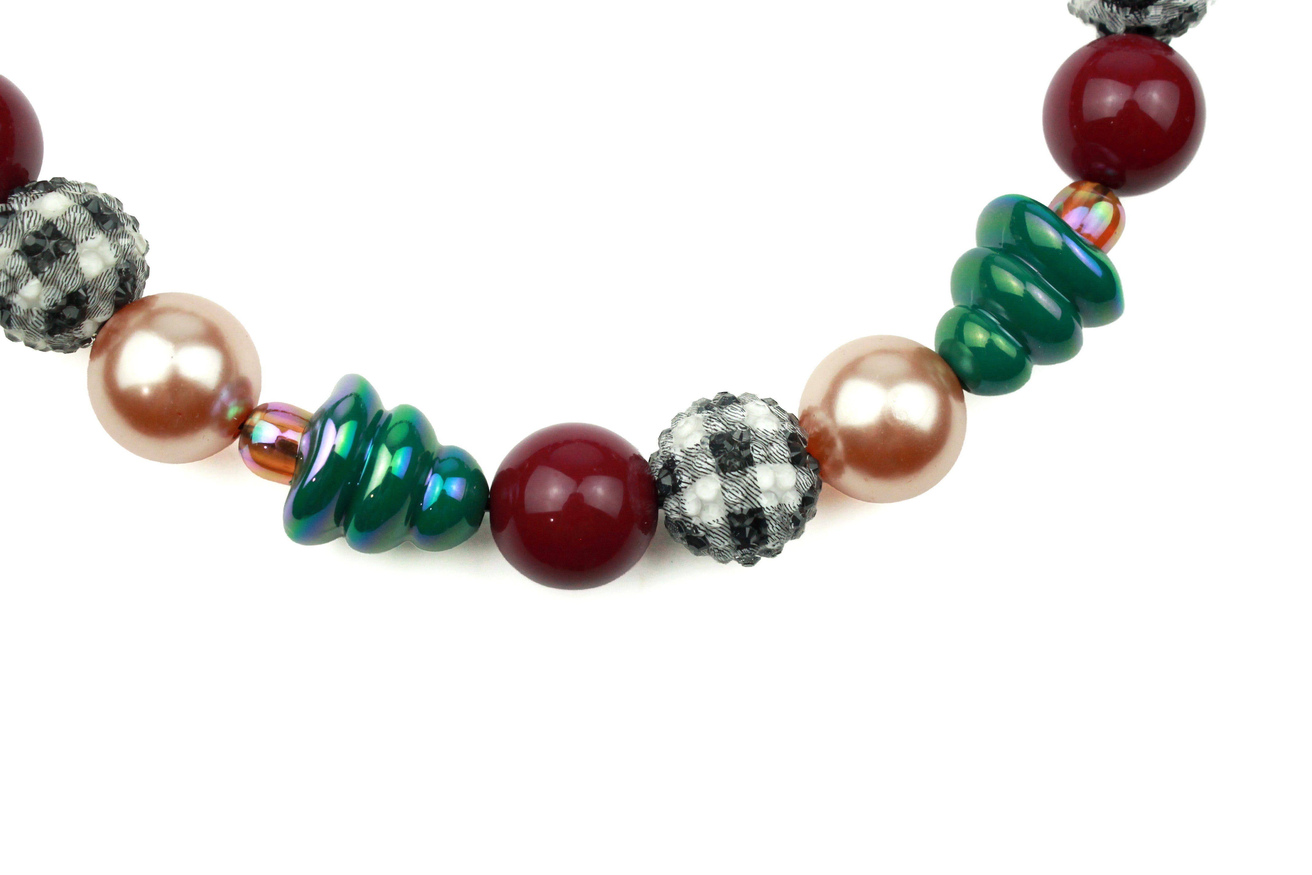 Gingham Christmas Bead Dog Collar