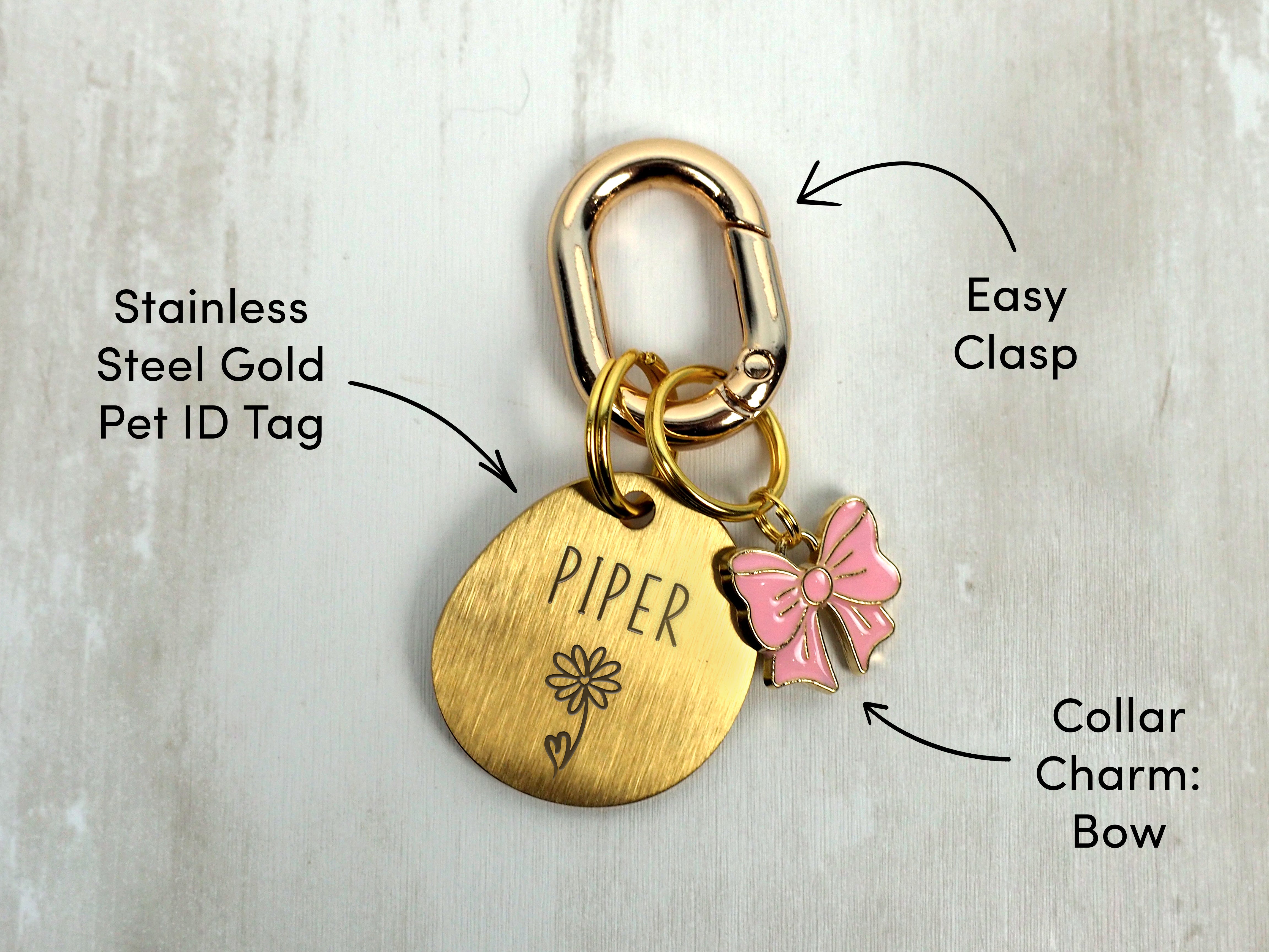 Pink Bow Collar Charm