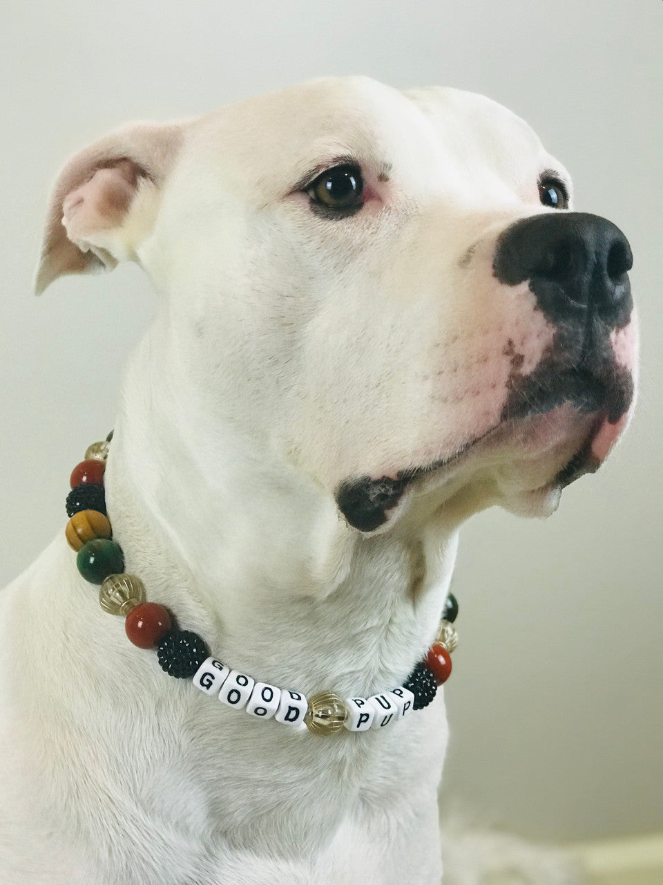 Vintage Dog Wood Large Bead Dog Collar