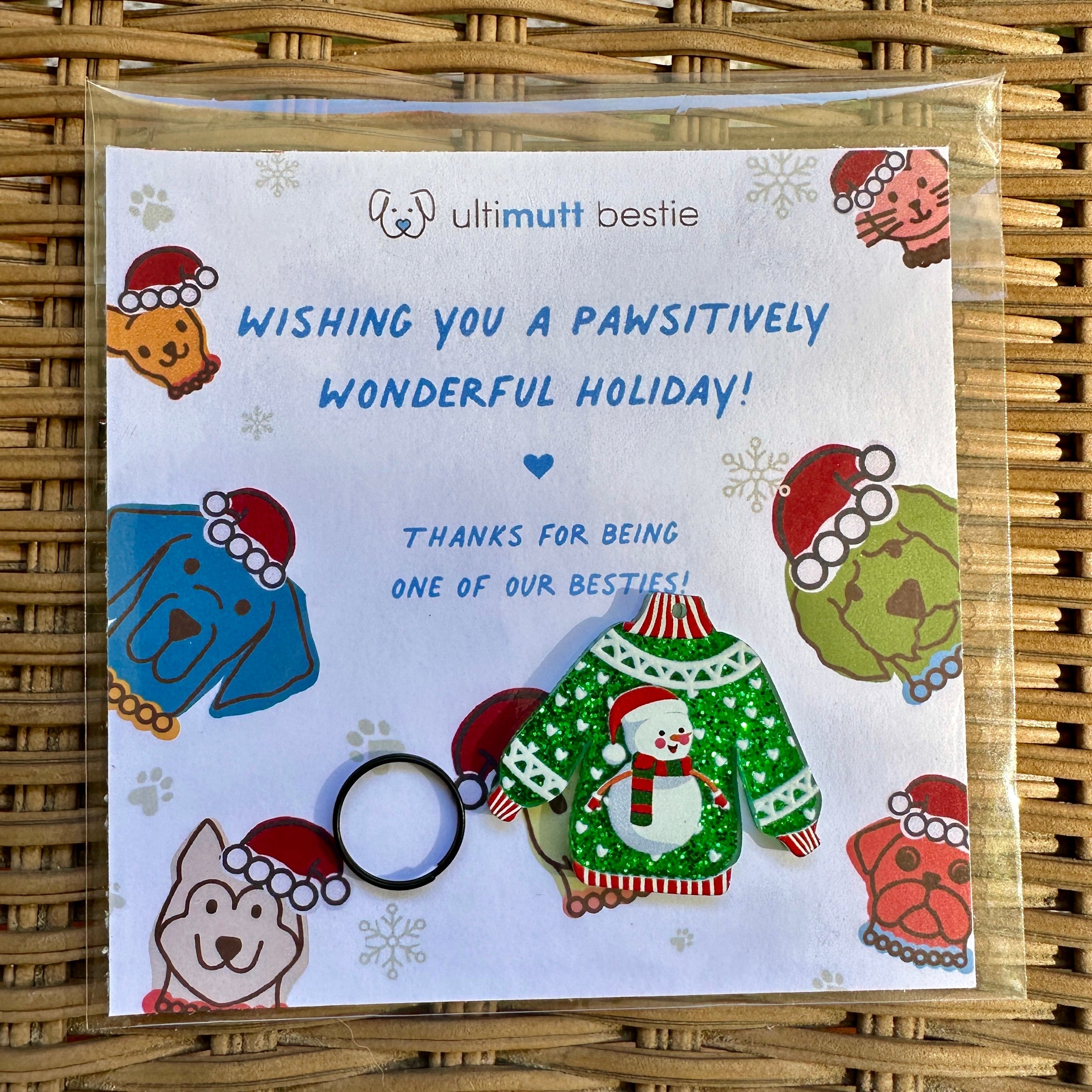 Ugly Sweater Dog Collar Charm – Festive Christmas Accessory for Pets | Ultimutt Bestie