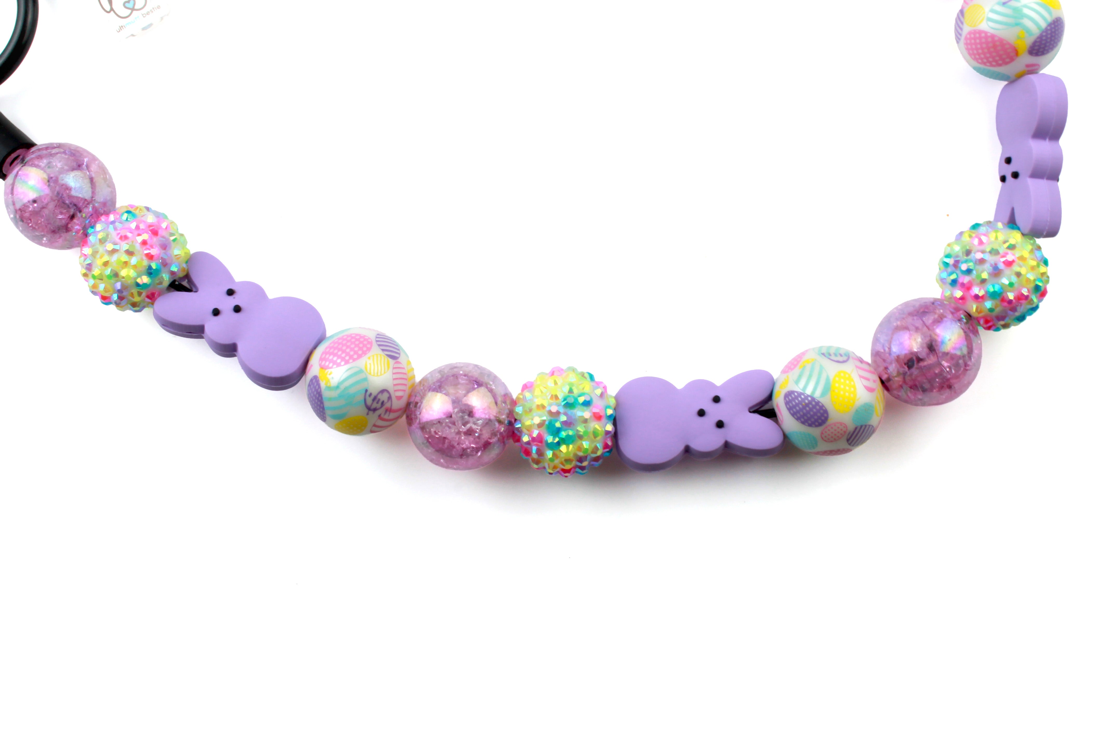 Lavender Bunny Bead Dog Collar