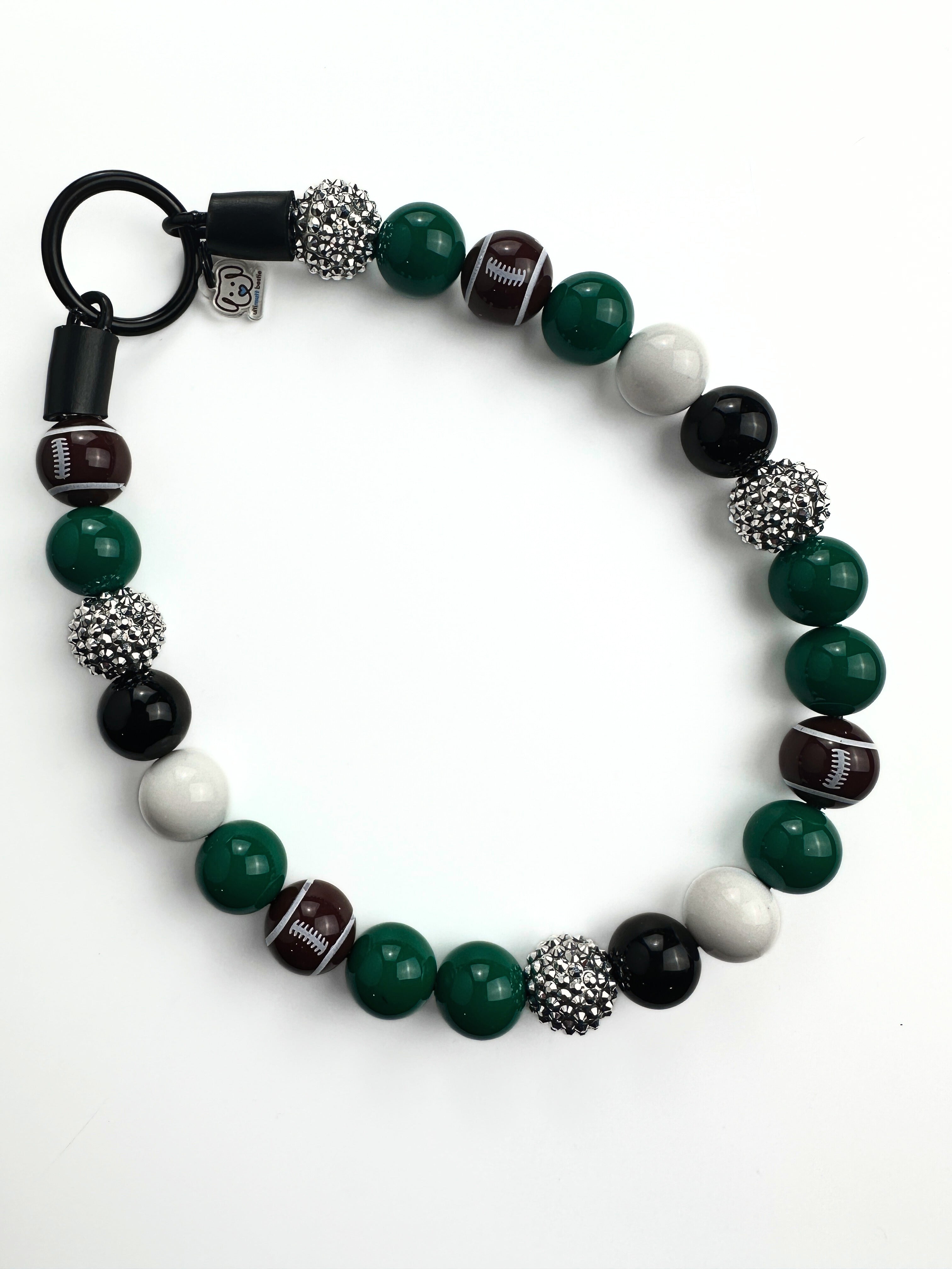 Midnight Green Football Dog Bead Collar