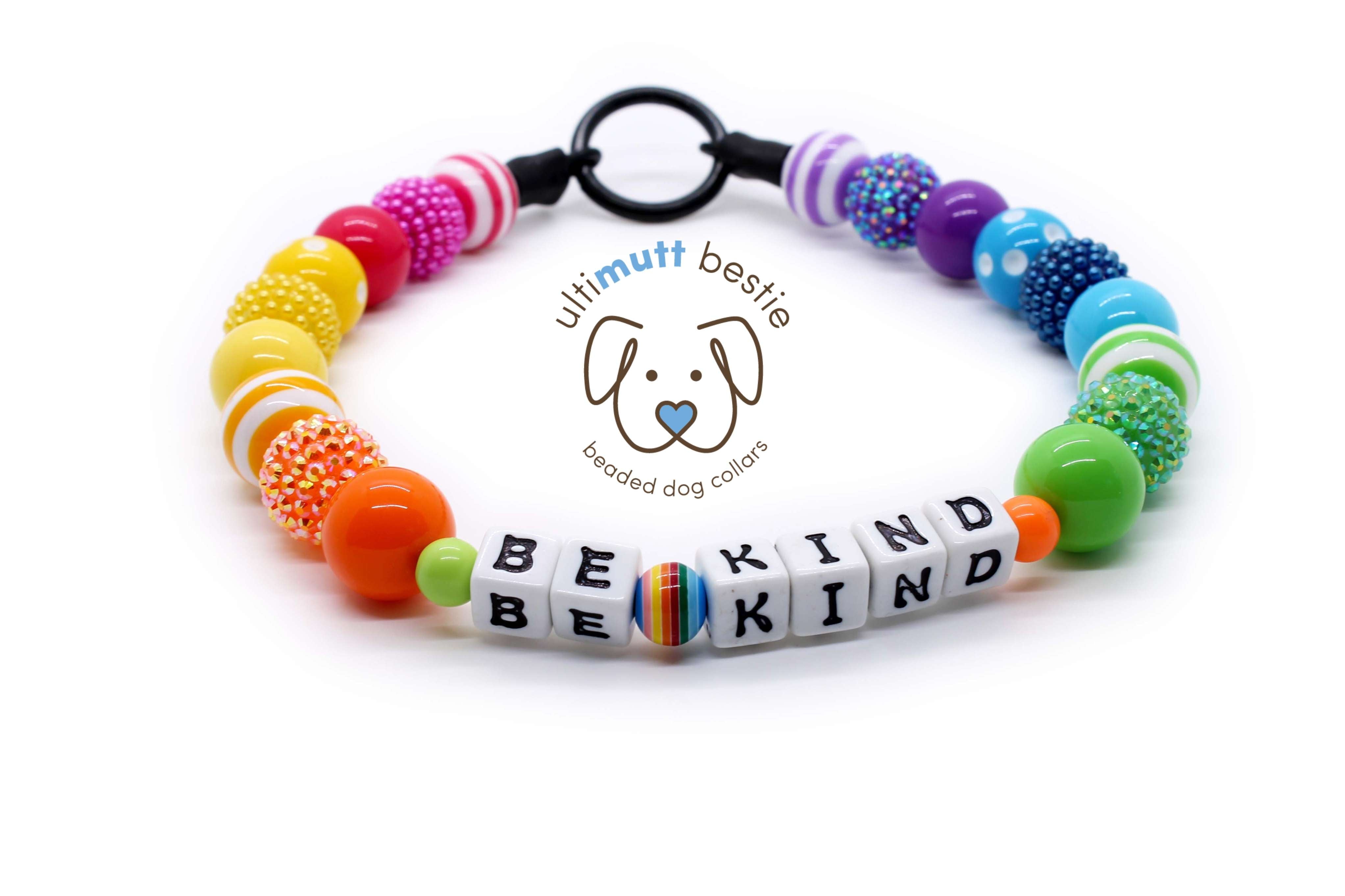 Ombre Rainbow Large Bead Dog Collar Collars physical Ultimutt Bestie