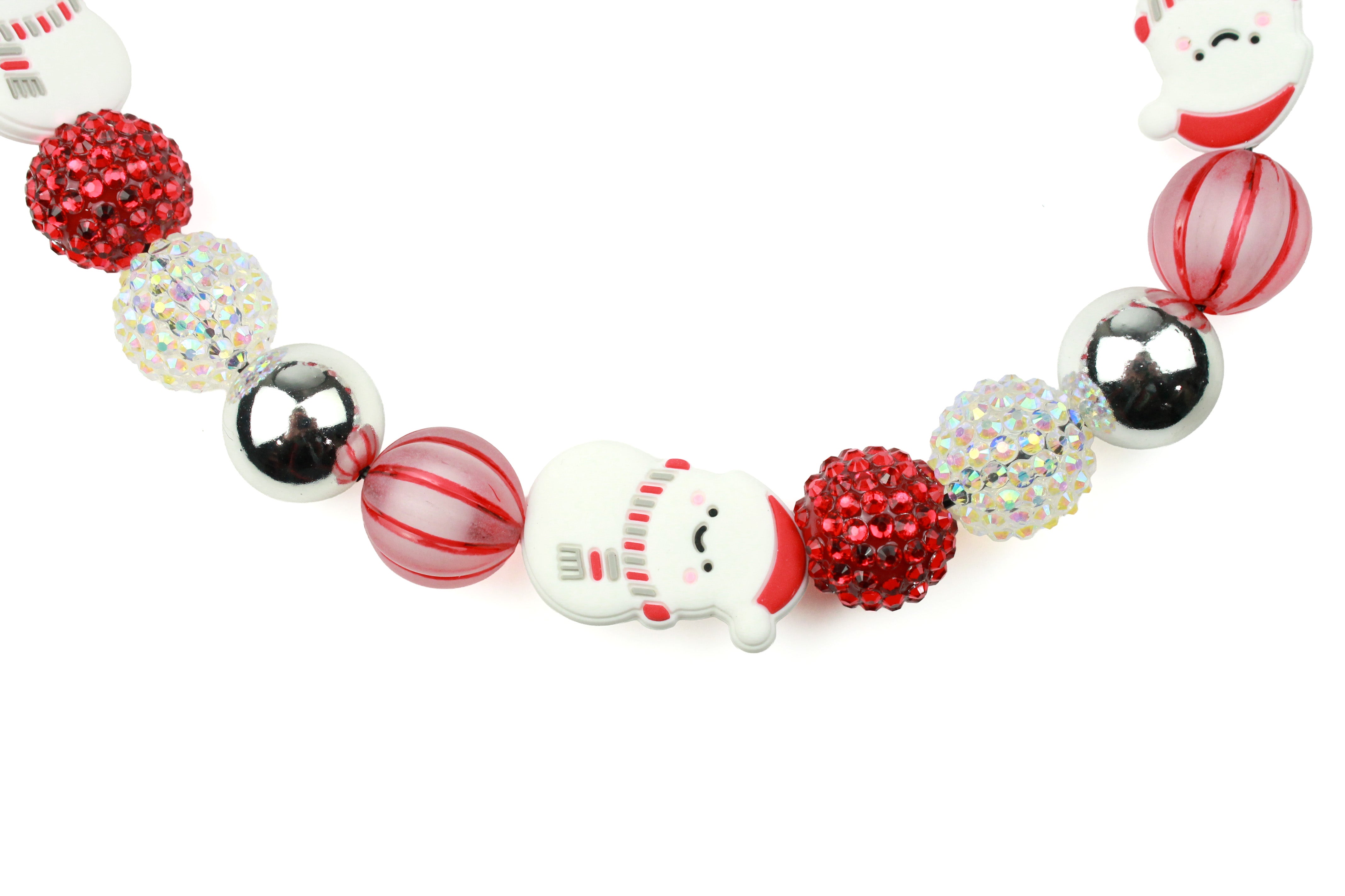 Peppermint Snowman Bead Dog Collar