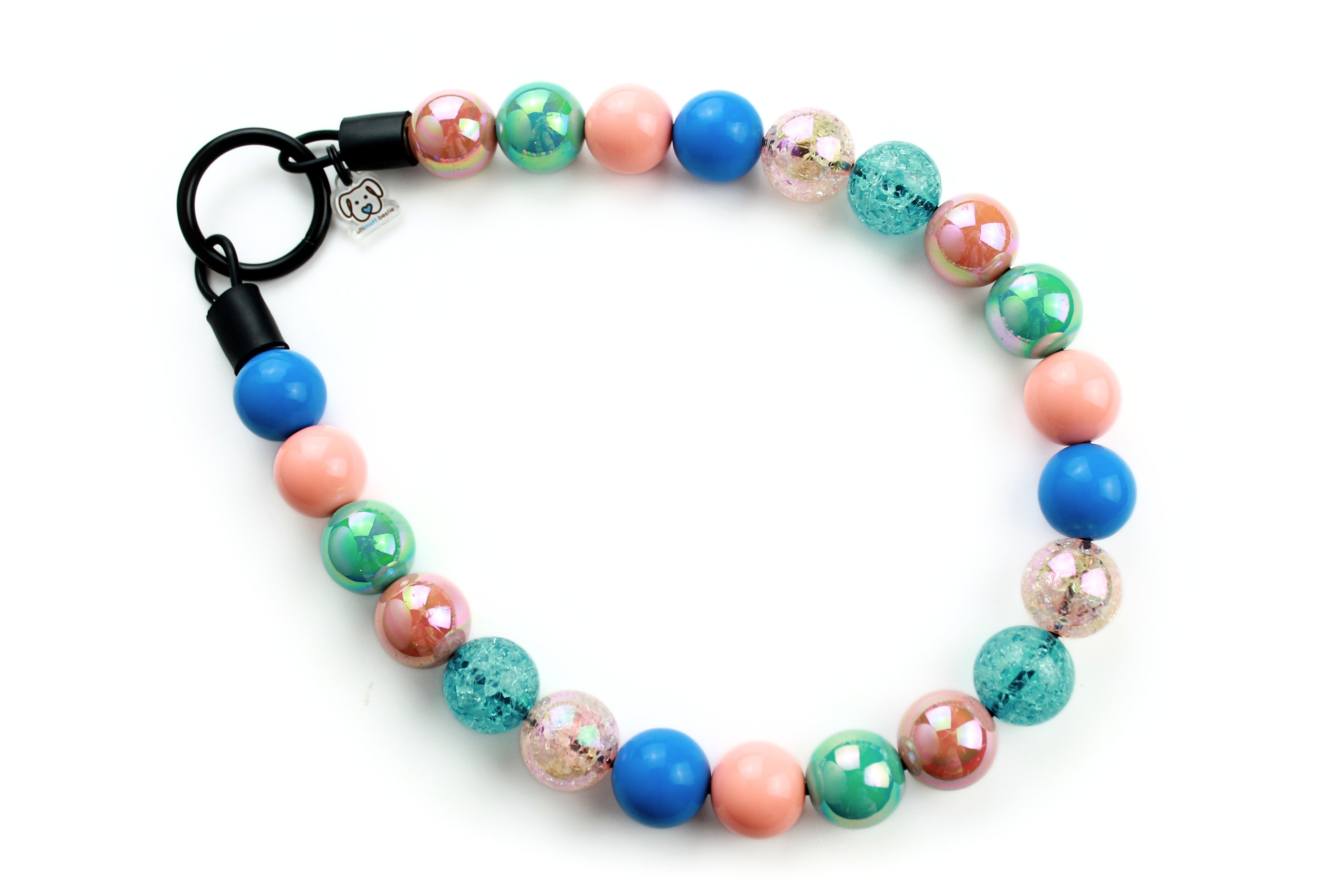 large bead slip on collar peach and blue beads