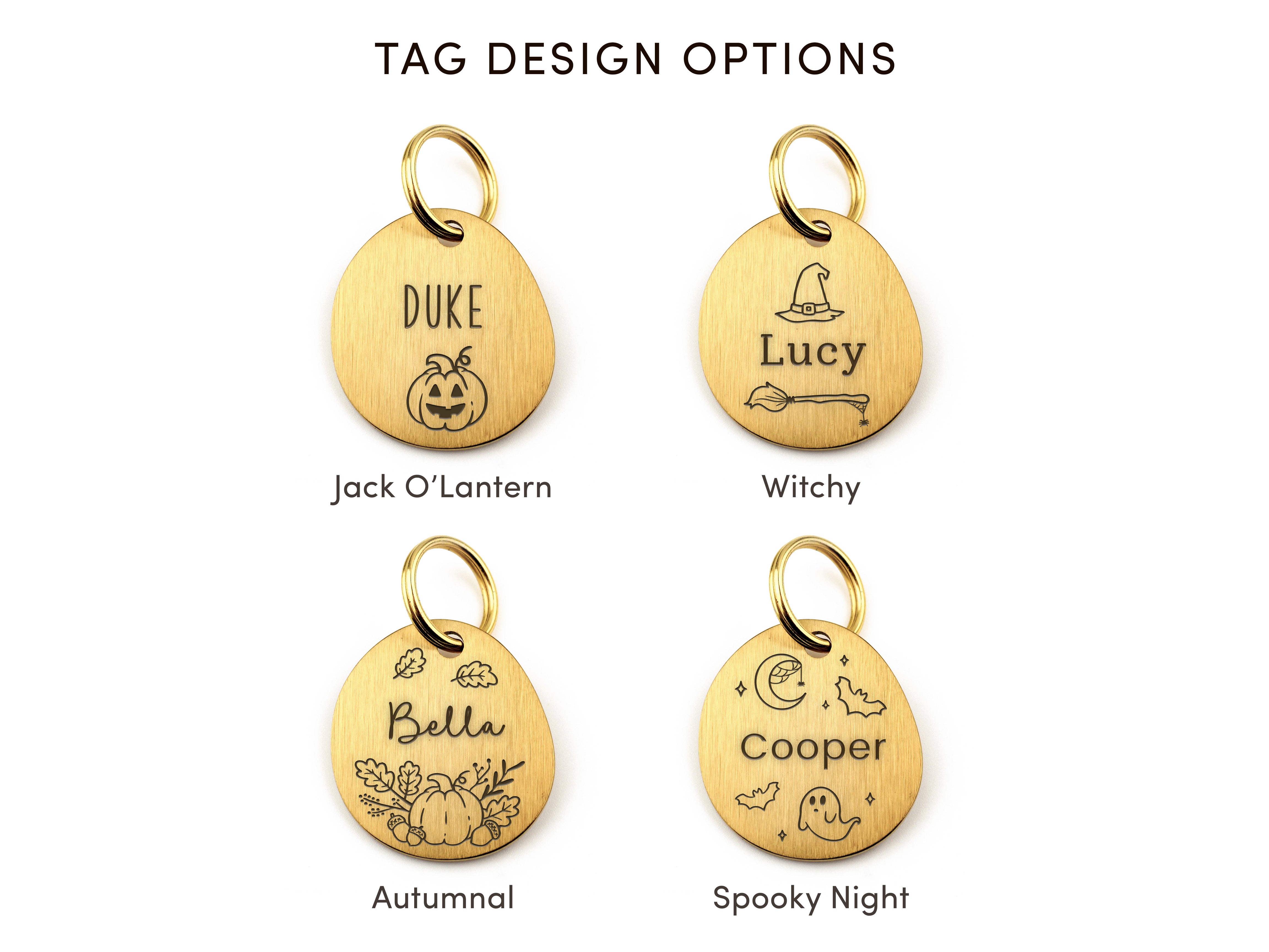 Spooky Gold Brushed Stainless Steel ID Tag